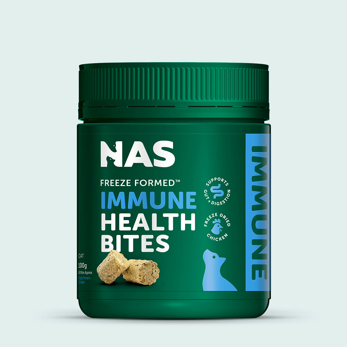 Natural Animal Solutions Freeze Formed Cat Immune Health Bites — front of pack, 100g (60 bites)