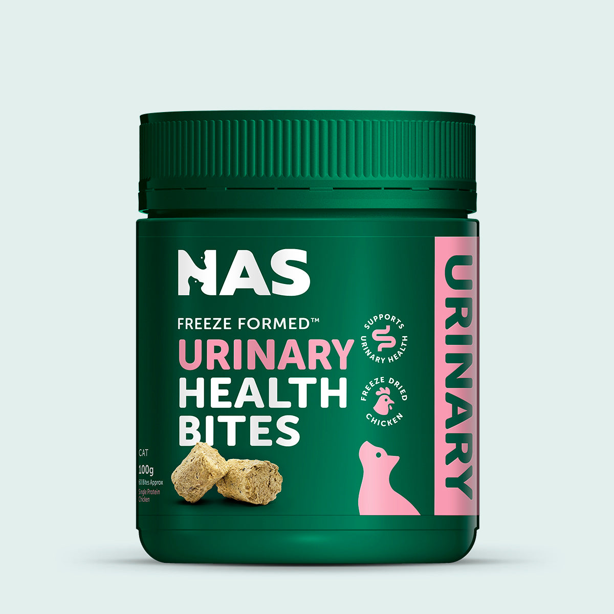 Natural Animal Solutions Freeze Formed Cat Urinary Health Bites — front of pack, 100g (60 bites)