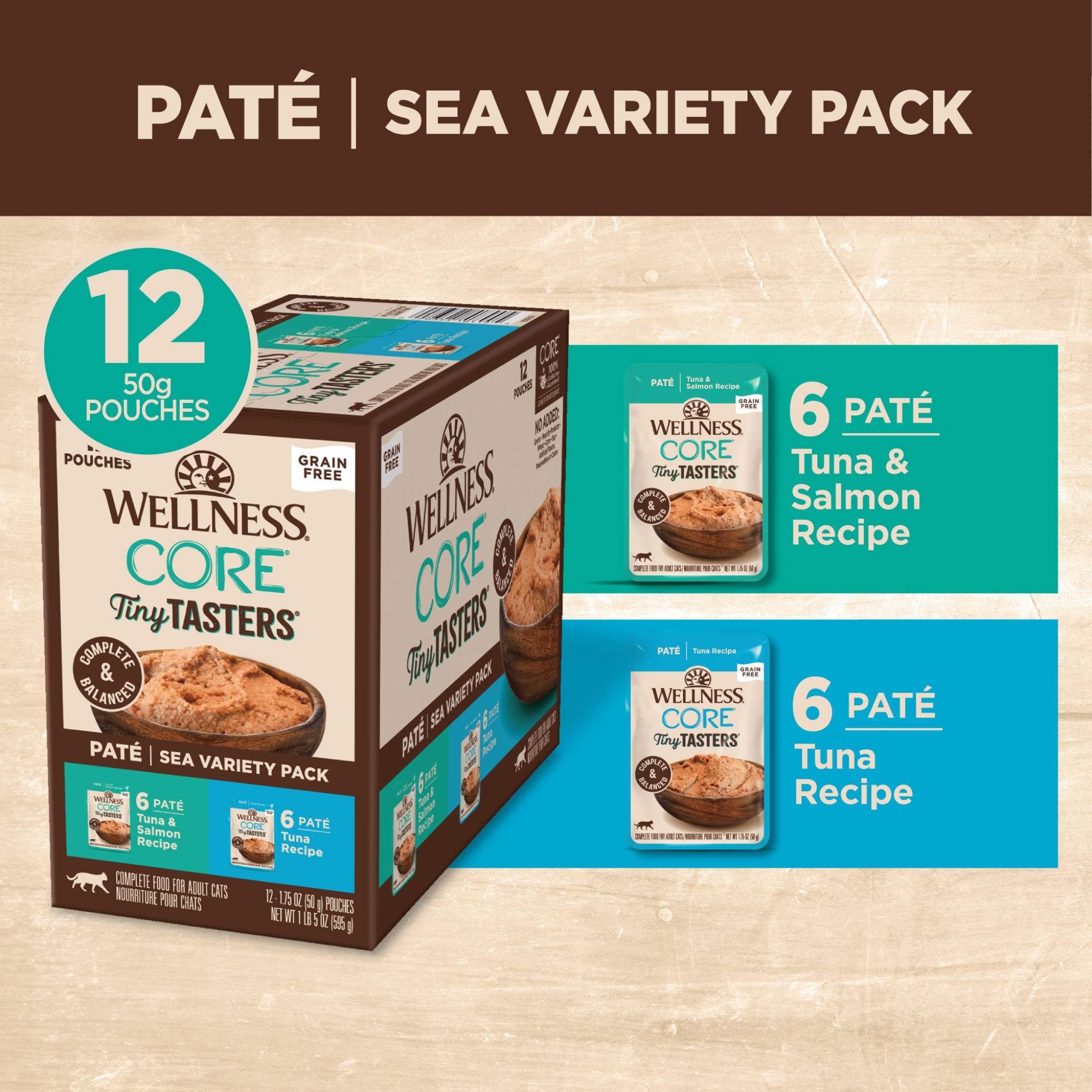 Wellness Core Wet Cat Food Tiny Tasters Pate Seafood Variety Pack