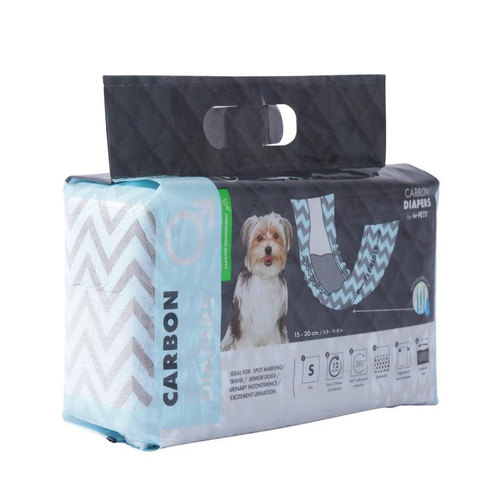 M-Pets CARBON Diapers for Male Dogs 18 Pack