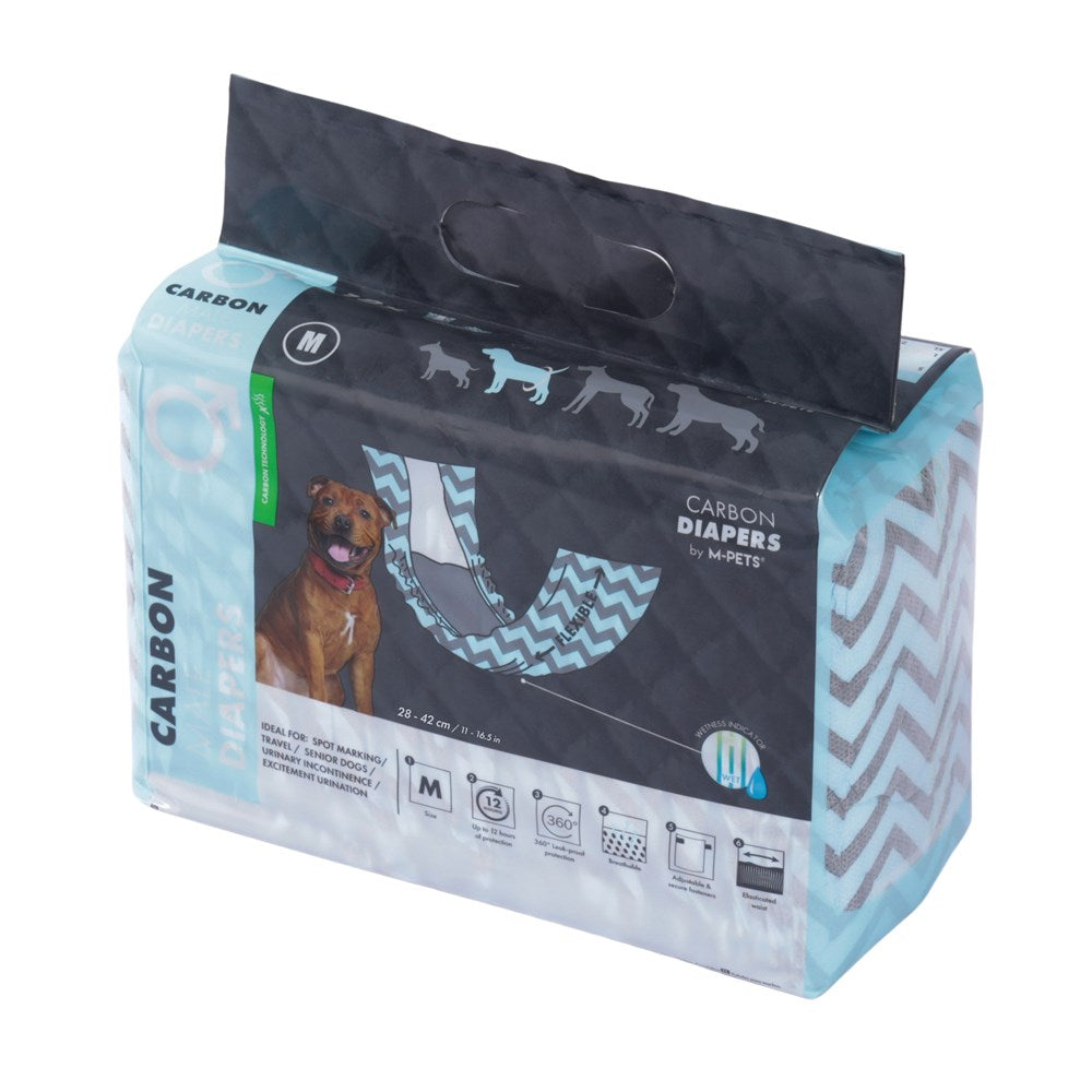 M-Pets CARBON Diapers for Male Dogs 18 Pack