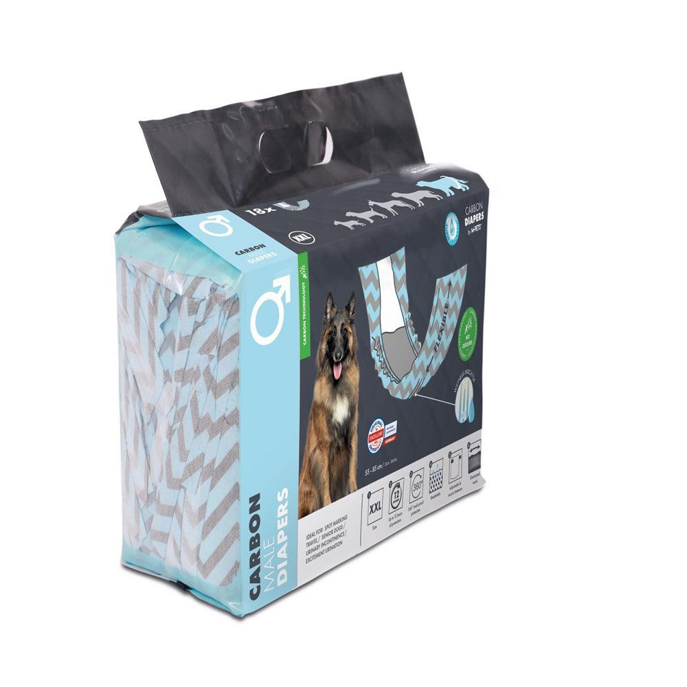 M-Pets CARBON Diapers for Male Dogs 18 Pack