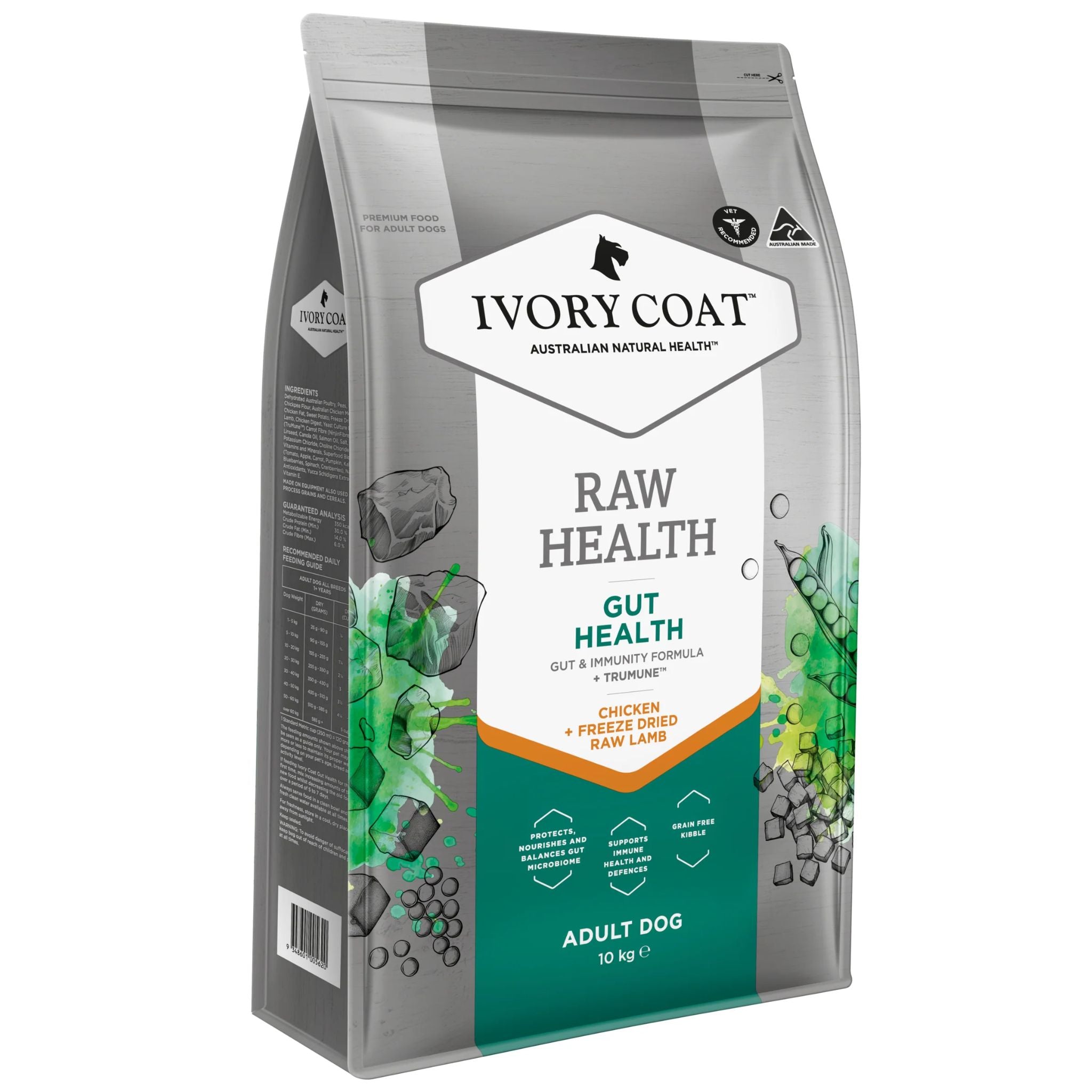 Ivory Coat Raw Health Adult Dry Dog Food Gut Health