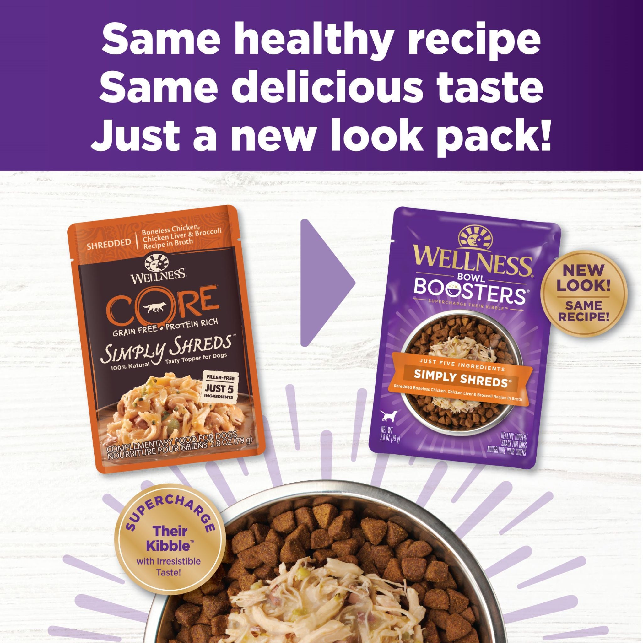 Wellness Core Wet Dog Food Simply Shreds Shredded Boneless Chicken, Chicken Liver & Broccoli
