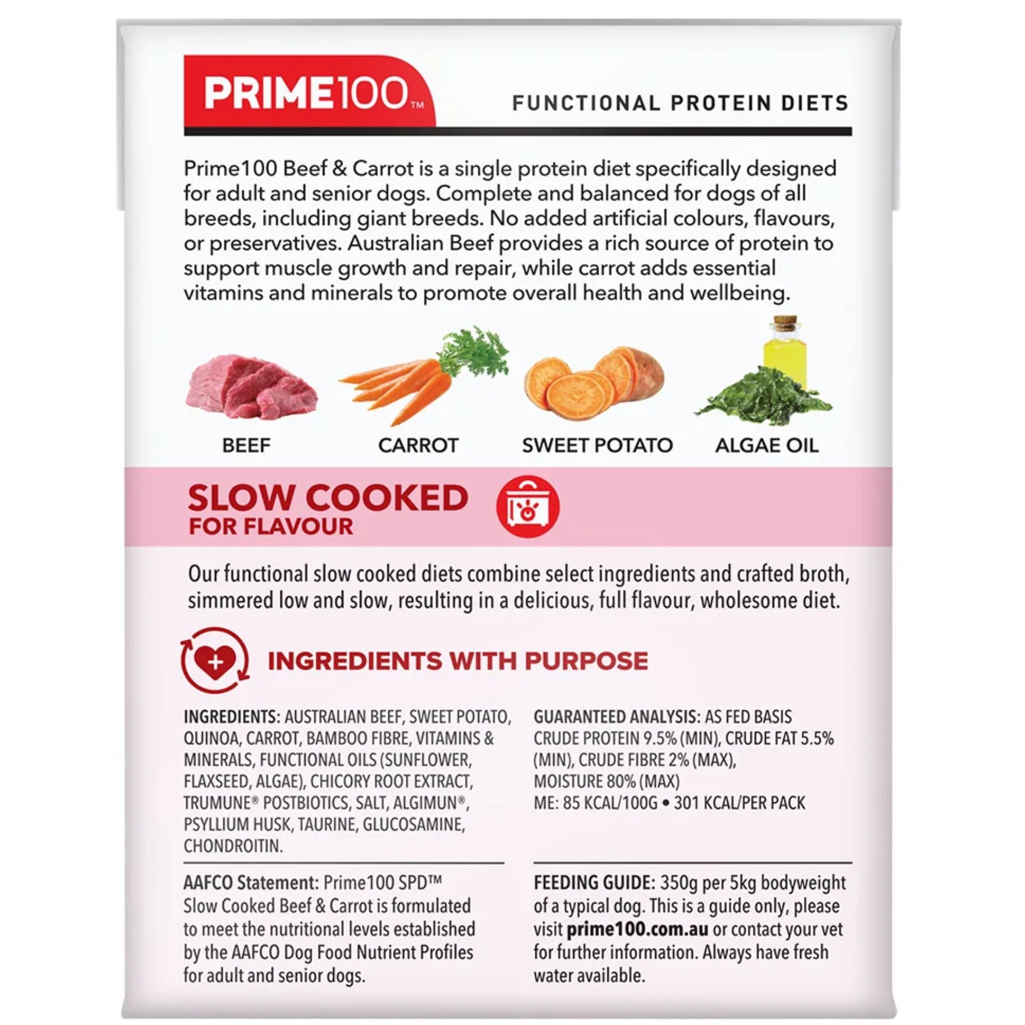 Prime100 SPD Slow Cooked Wet Dog Food Beef & Carrot