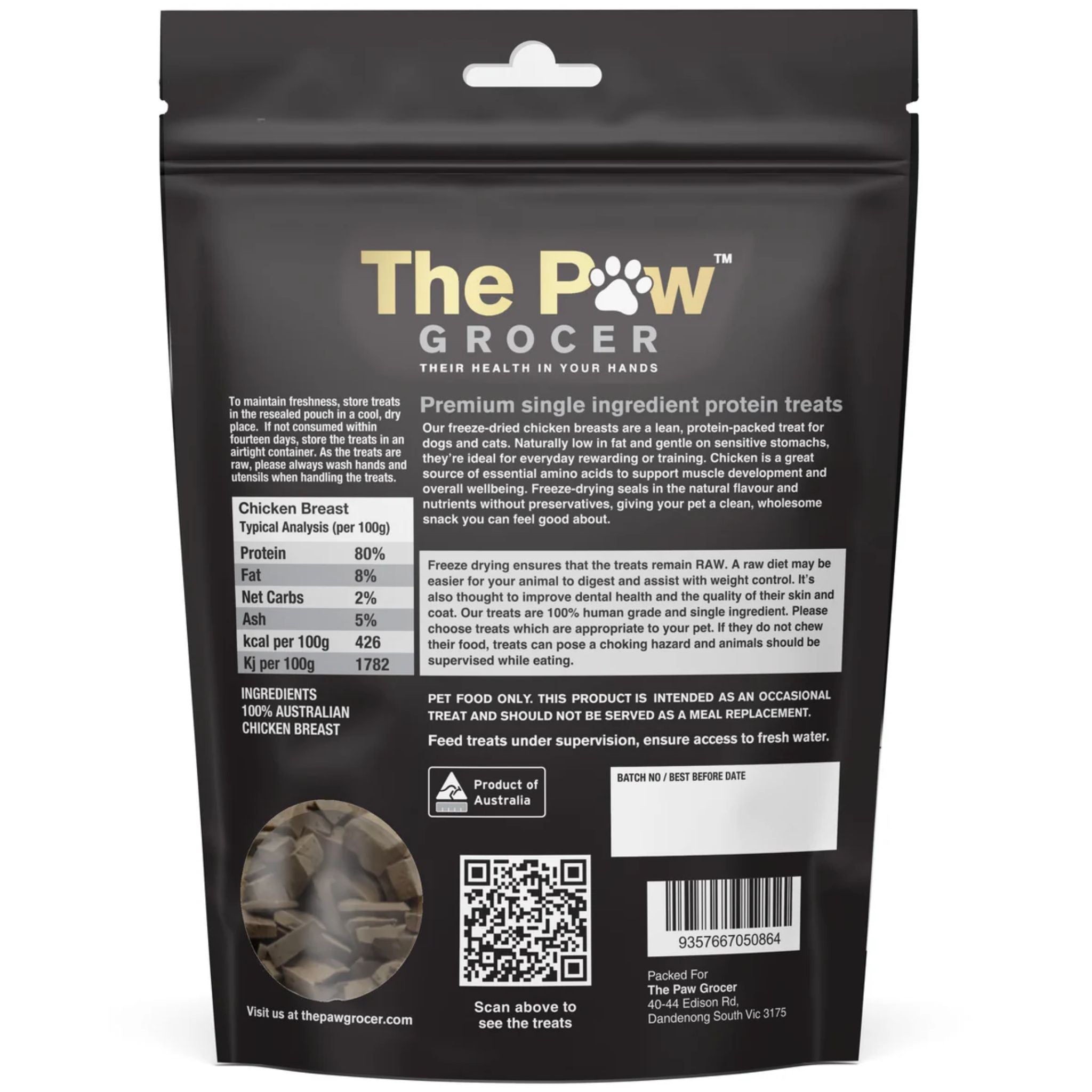 The Paw Grocer Freeze Dried Pet Treats Black Label Chicken Breast