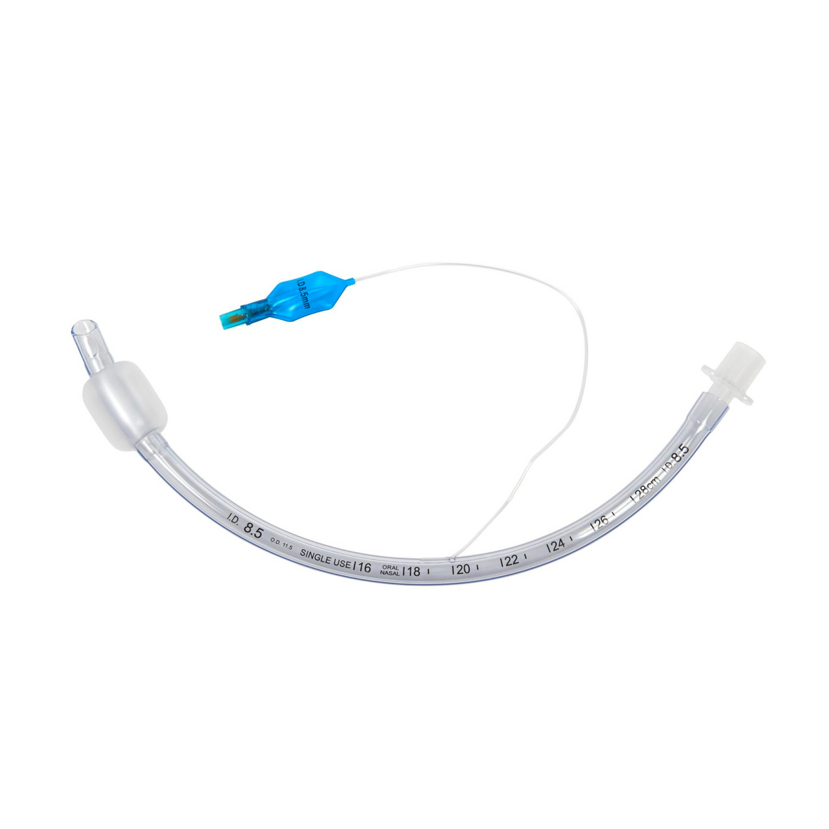 DLC cuffed plastic endotracheal tube with connector and pilot balloon