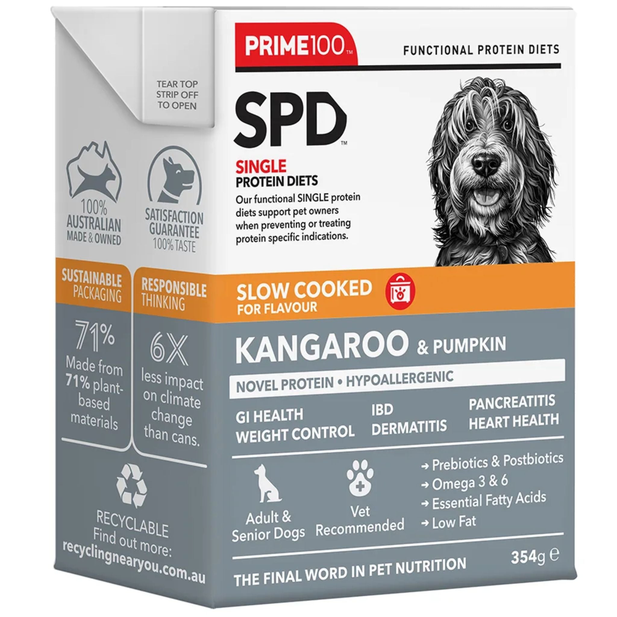 Prime100 SPD Slow Cooked Wet Dog Food Kangaroo & Pumpkin