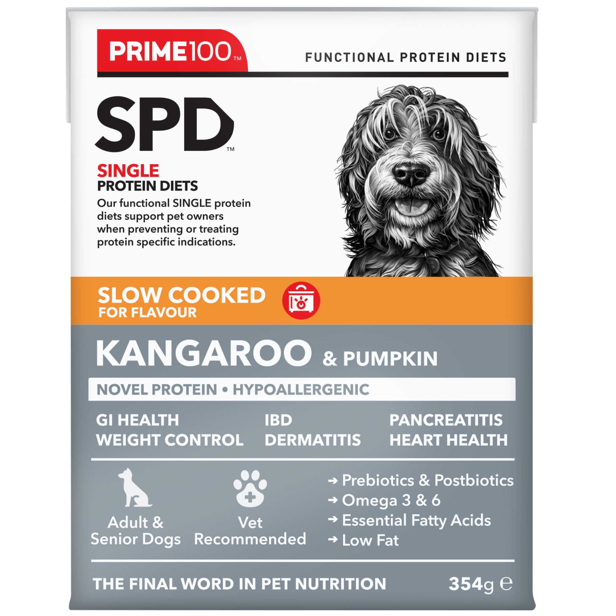 Prime100 SPD Slow Cooked Wet Dog Food Kangaroo & Pumpkin