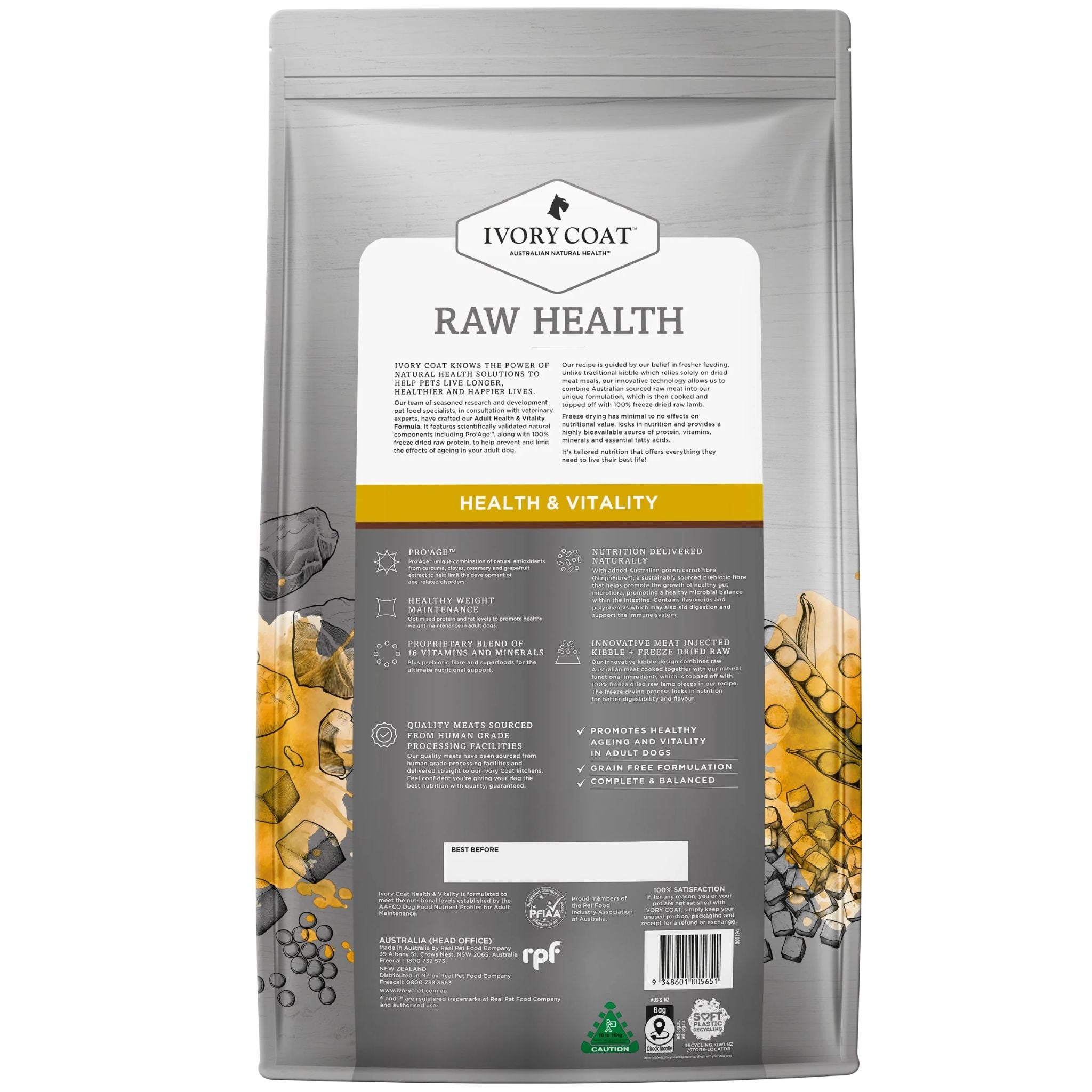 Ivory Coat Raw Health Health & Vitality Adult Dry Dog Food