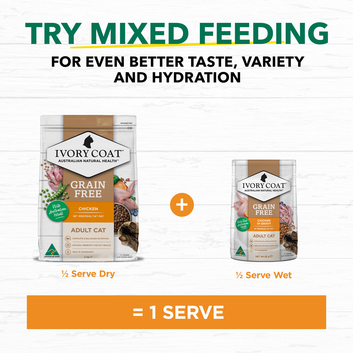Ivory Coat mixed feeding guide: half dry plus half wet equals one serve