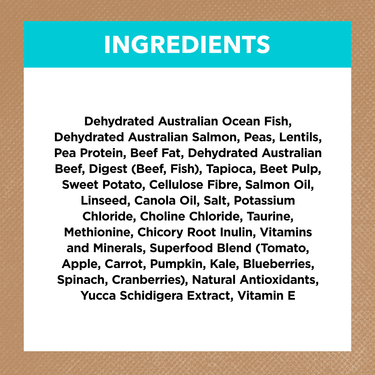Ivory Coat Grain Free Ocean Fish and Salmon kitten food ingredients panel
