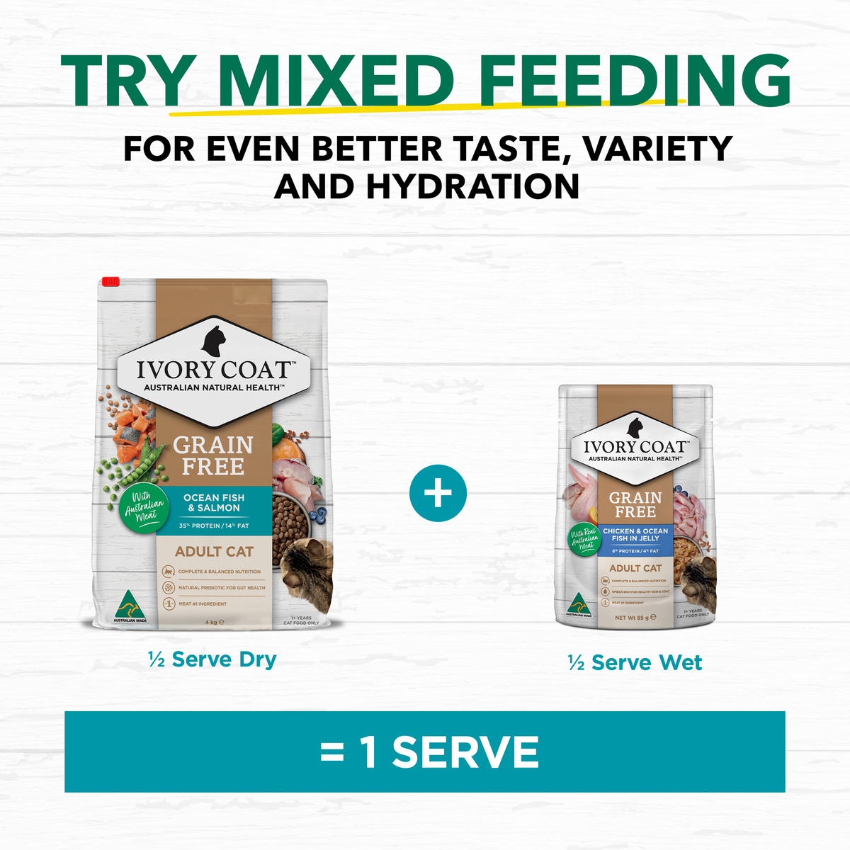 Ivory Coat mixed feeding guide: half dry plus half wet equals one serve
