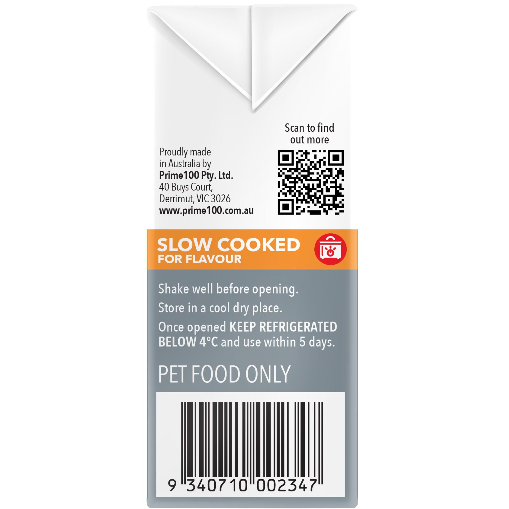 Prime100 SPD Slow Cooked Wet Dog Food Kangaroo & Pumpkin