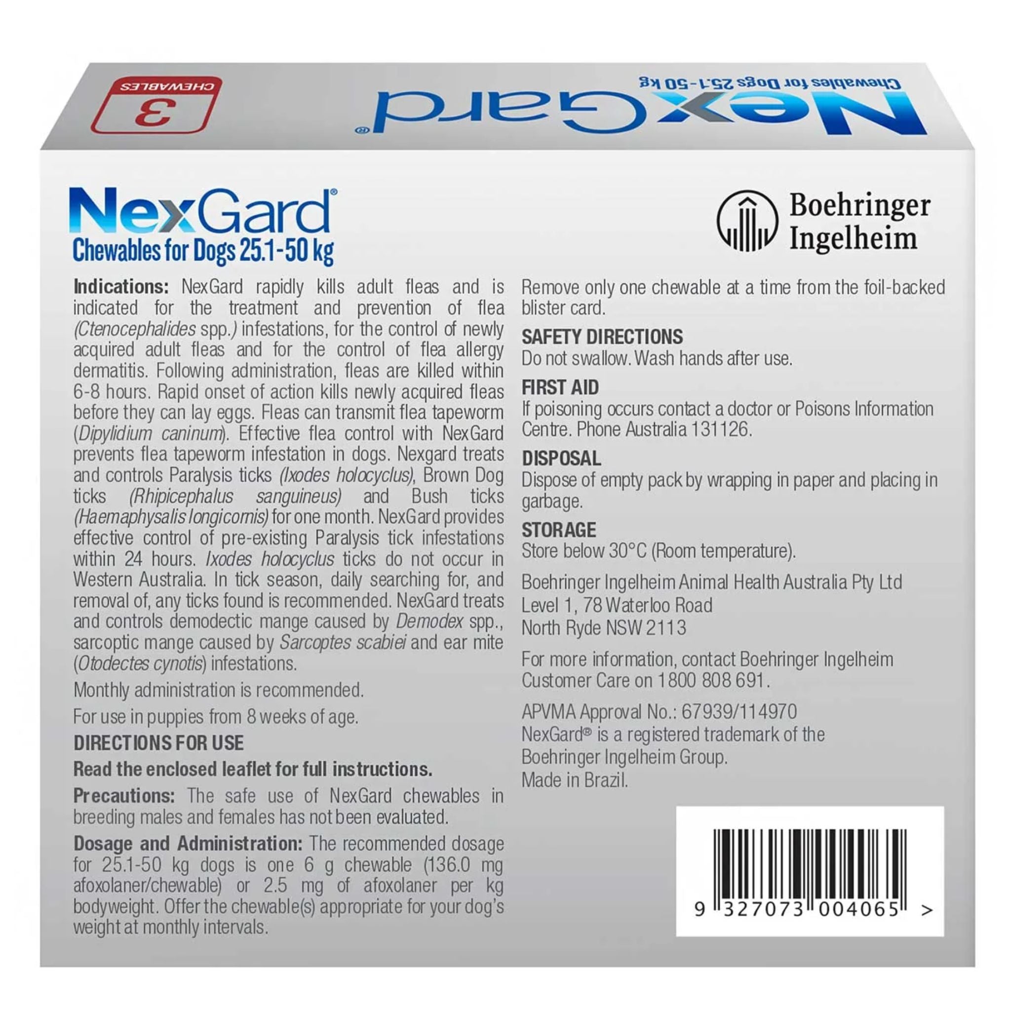 NexGard Chewables For Large Dogs 25.1-50kg Red