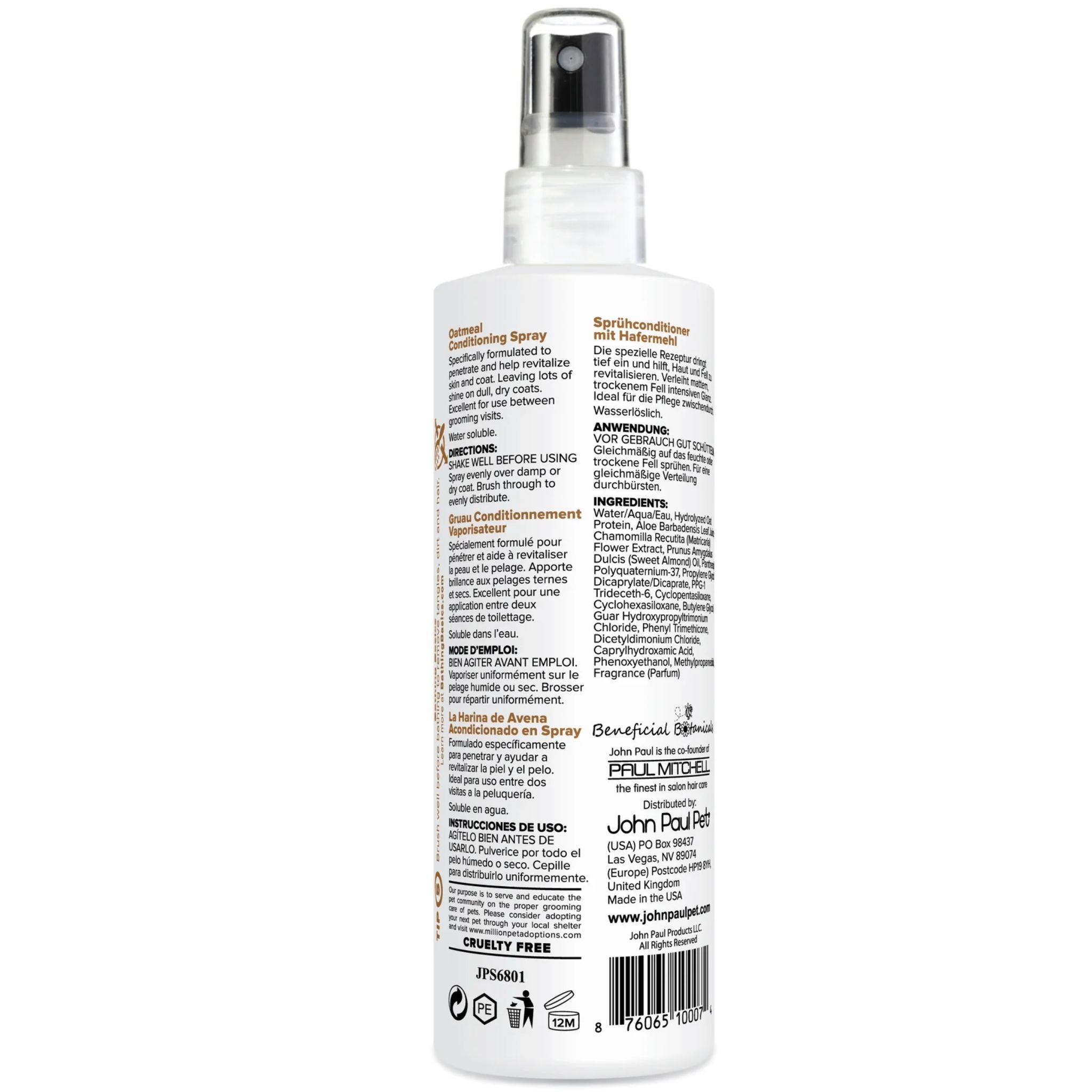 John Paul Pet Oatmeal Conditioning Spray for Sensitive Skin