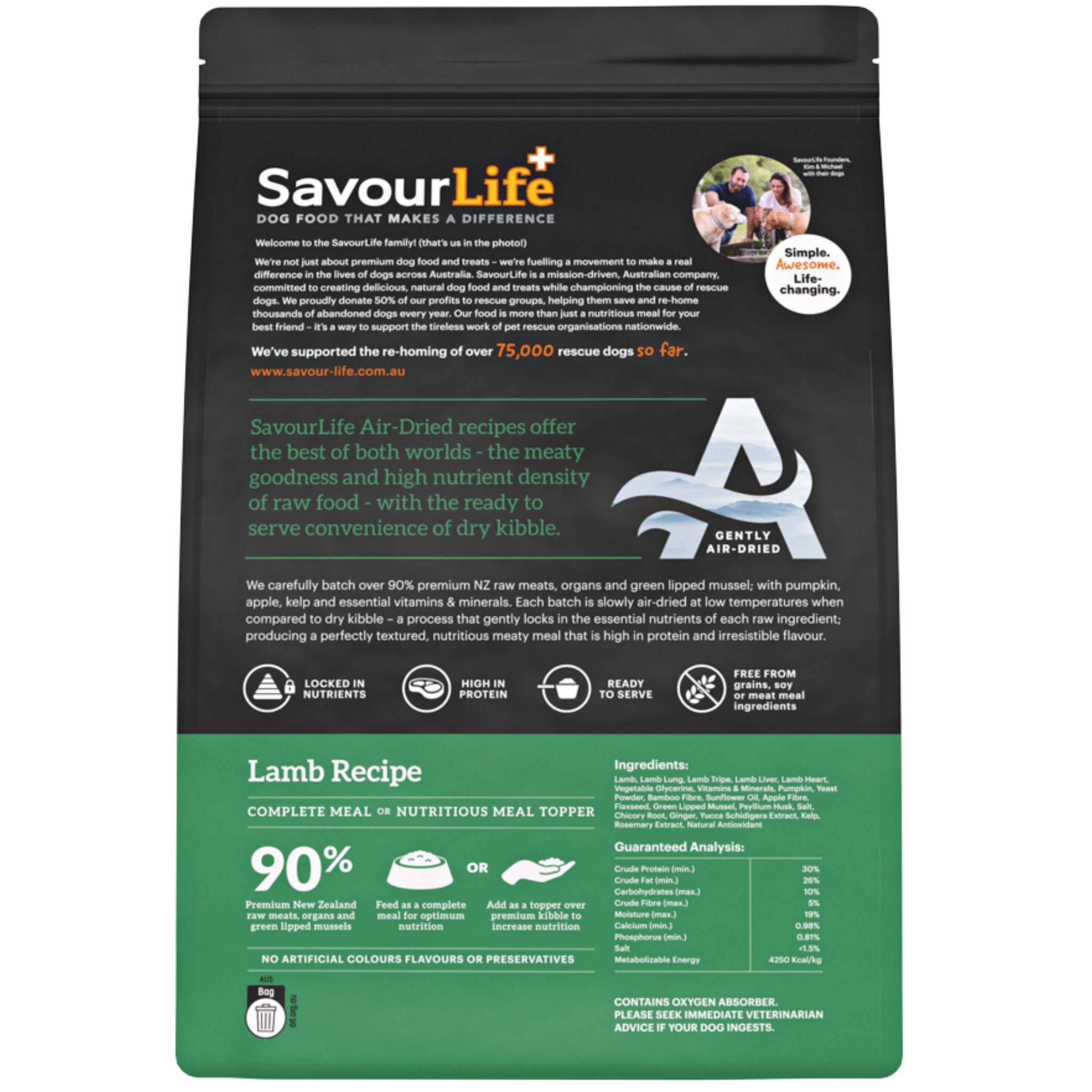 SavourLife Air Dried Adult Lamb Recipe Dry Dog Food