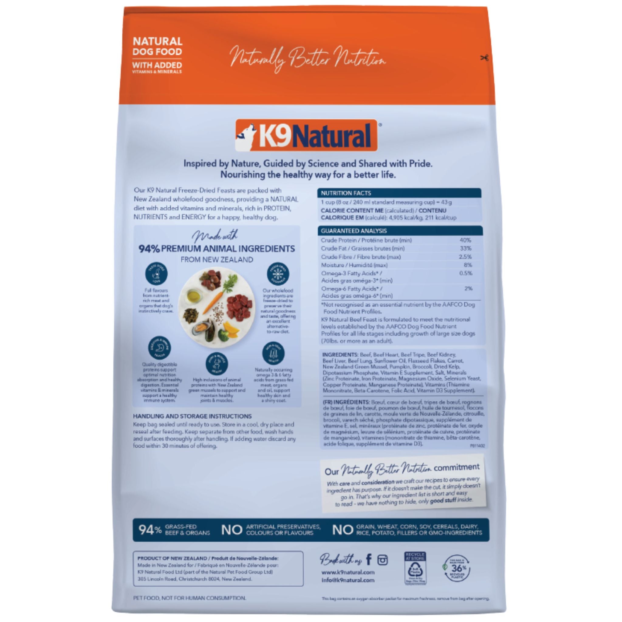 K9 Natural Dog Food Freeze Dried Beef Feast