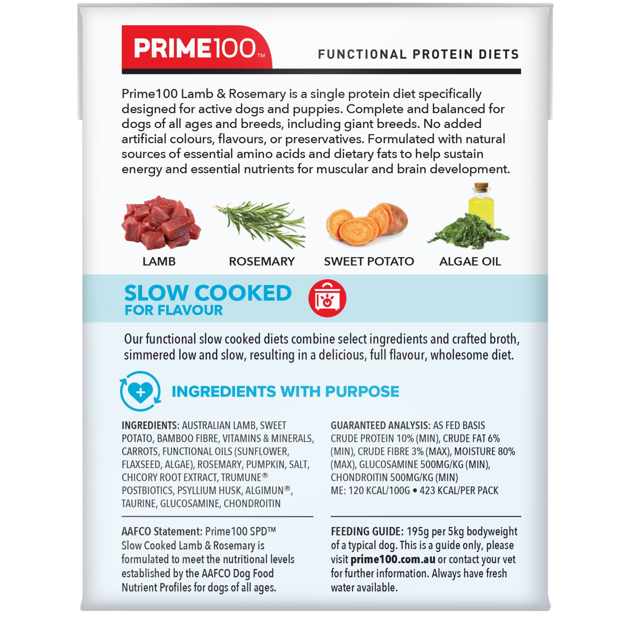 Prime100 SPD Slow Cooked Wet Dog Food Lamb & Rosemary