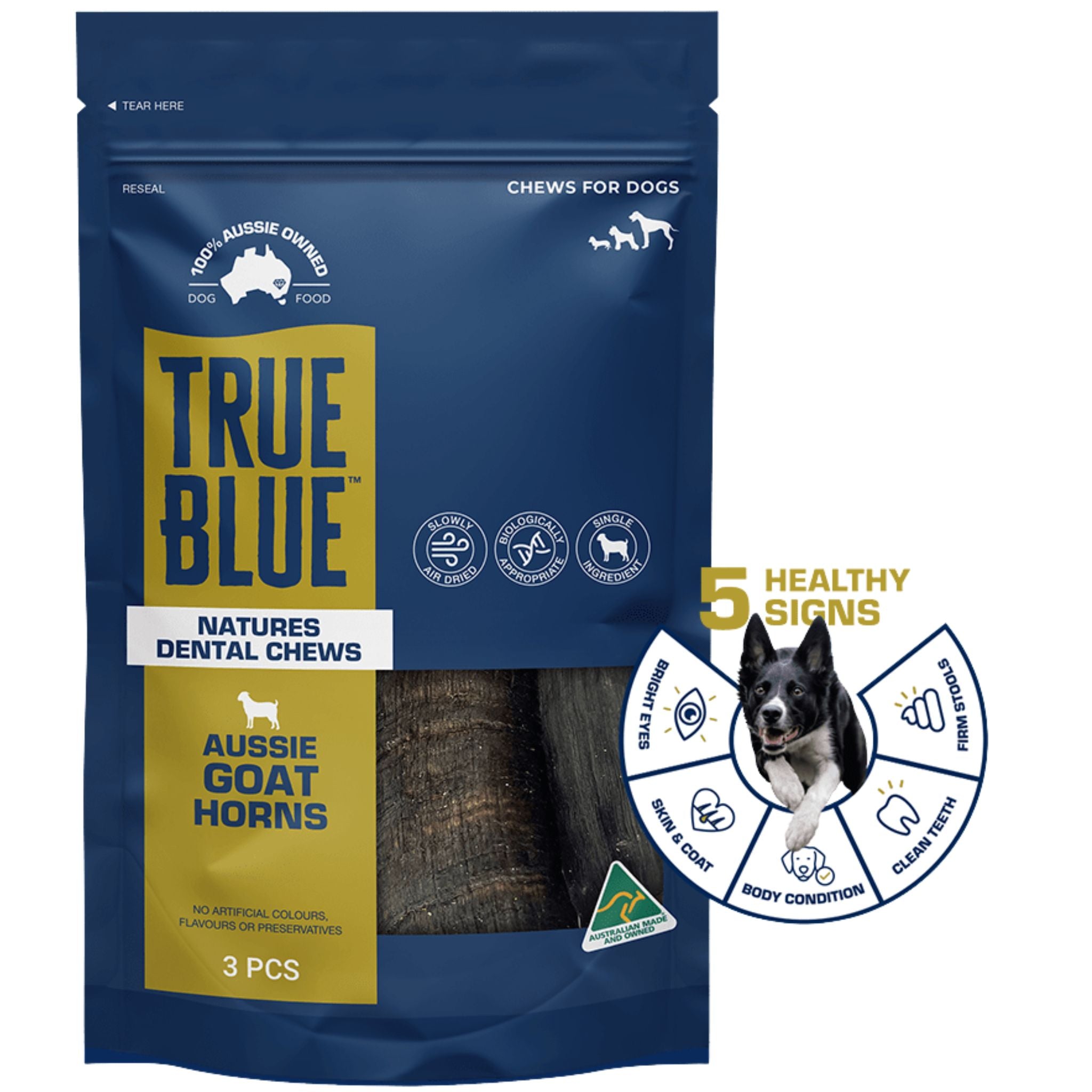 True Blue Air Dried Dog Treats Aussie Goat Horns