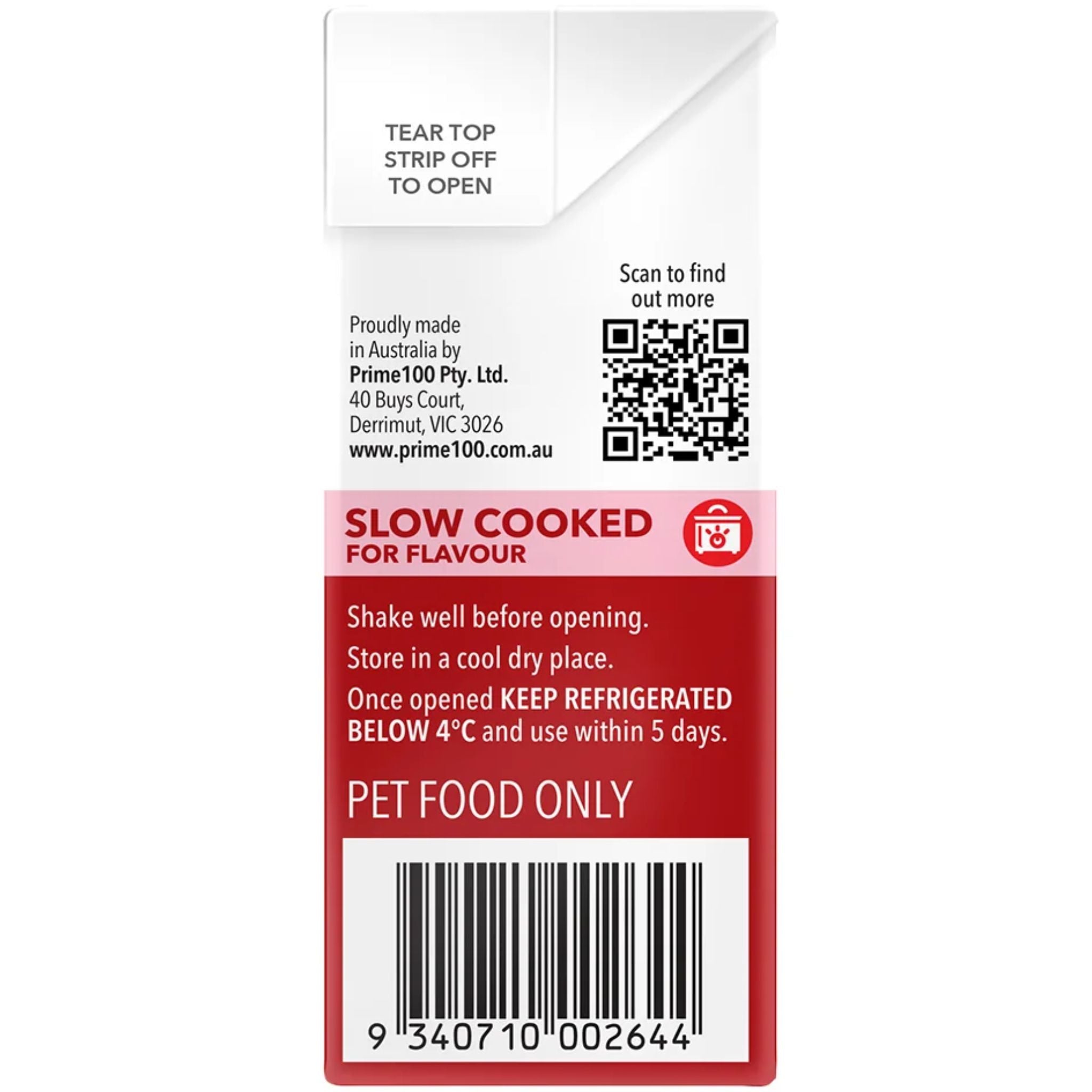 Prime100 SPD Slow Cooked Wet Dog Food Beef & Carrot