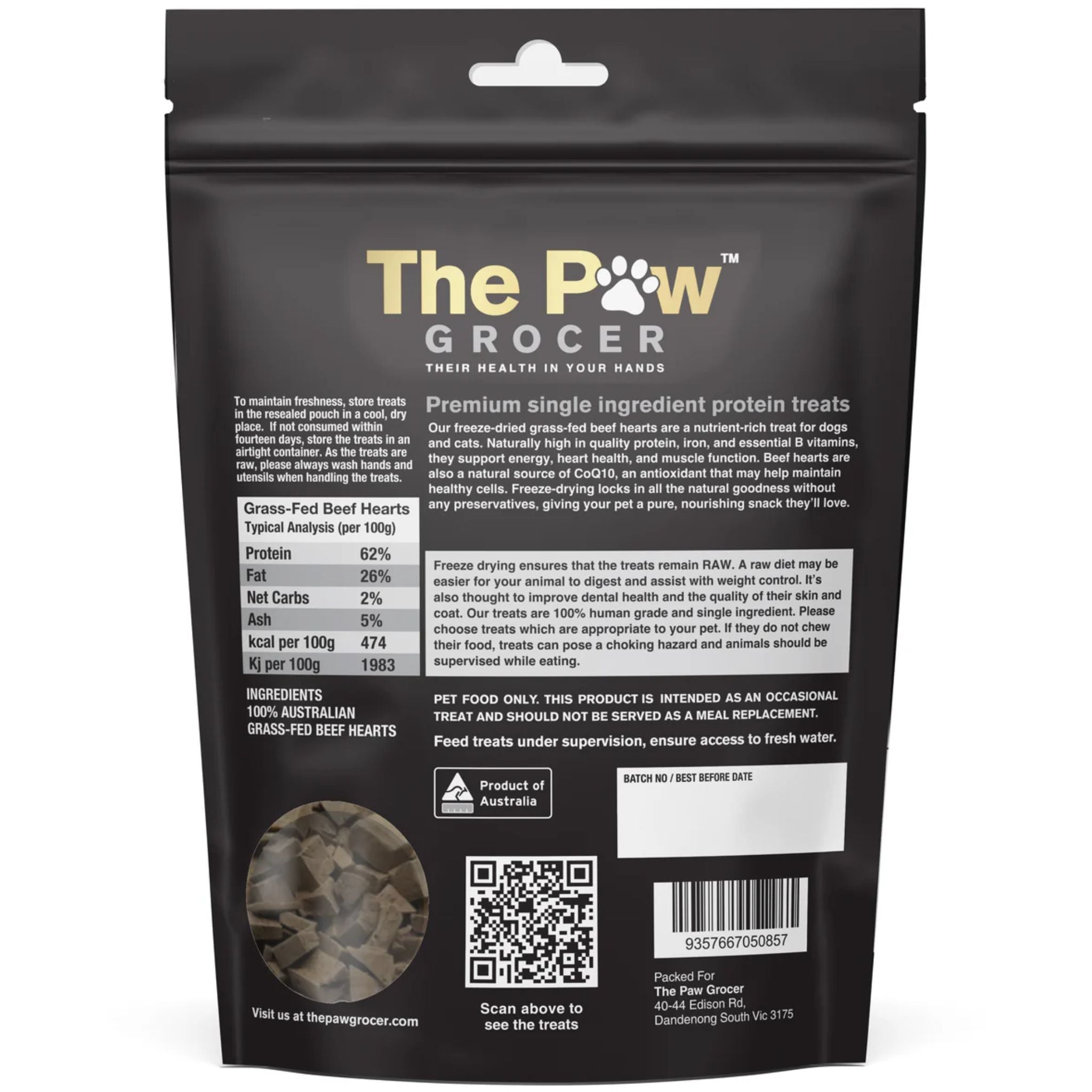The Paw Grocer Freeze Dried Pet Treats Black Label Beef Heart