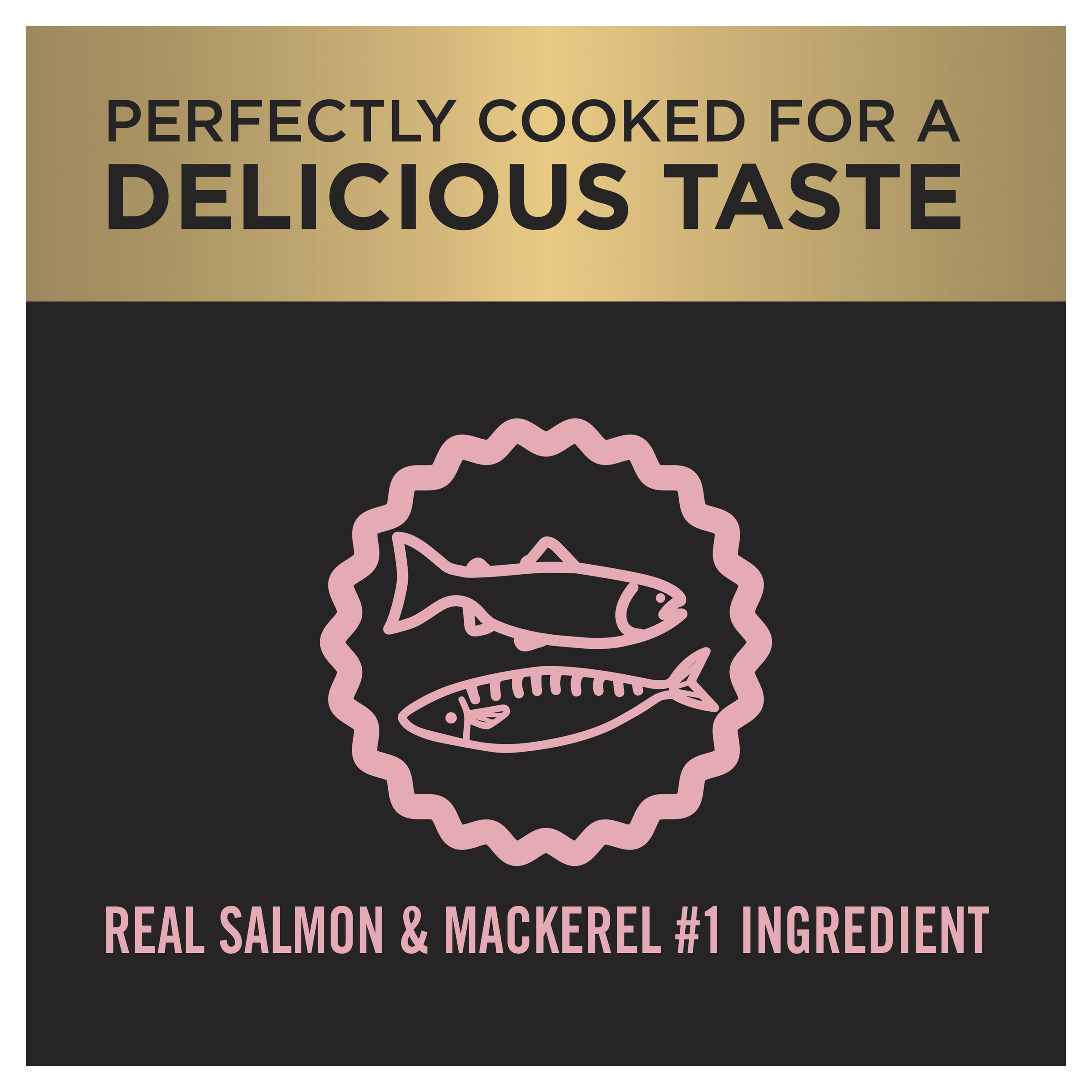 PRO PLAN fish icon panel: real salmon and mackerel as the number one ingredient