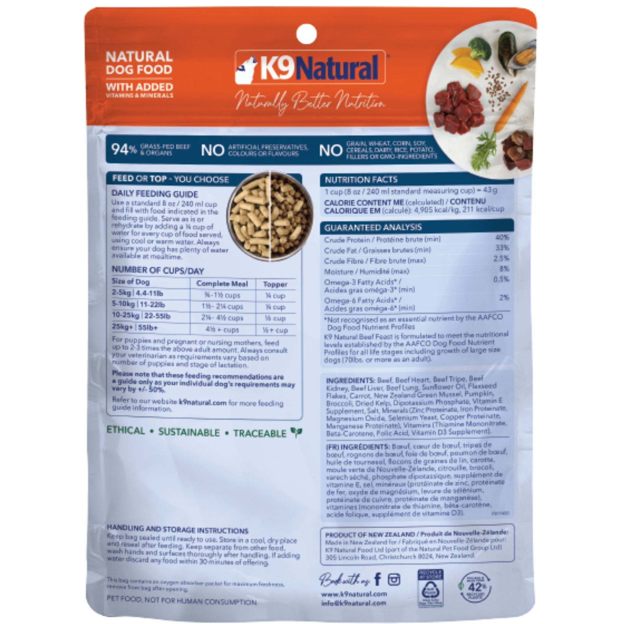 K9 Natural Dog Food Freeze Dried Beef Feast