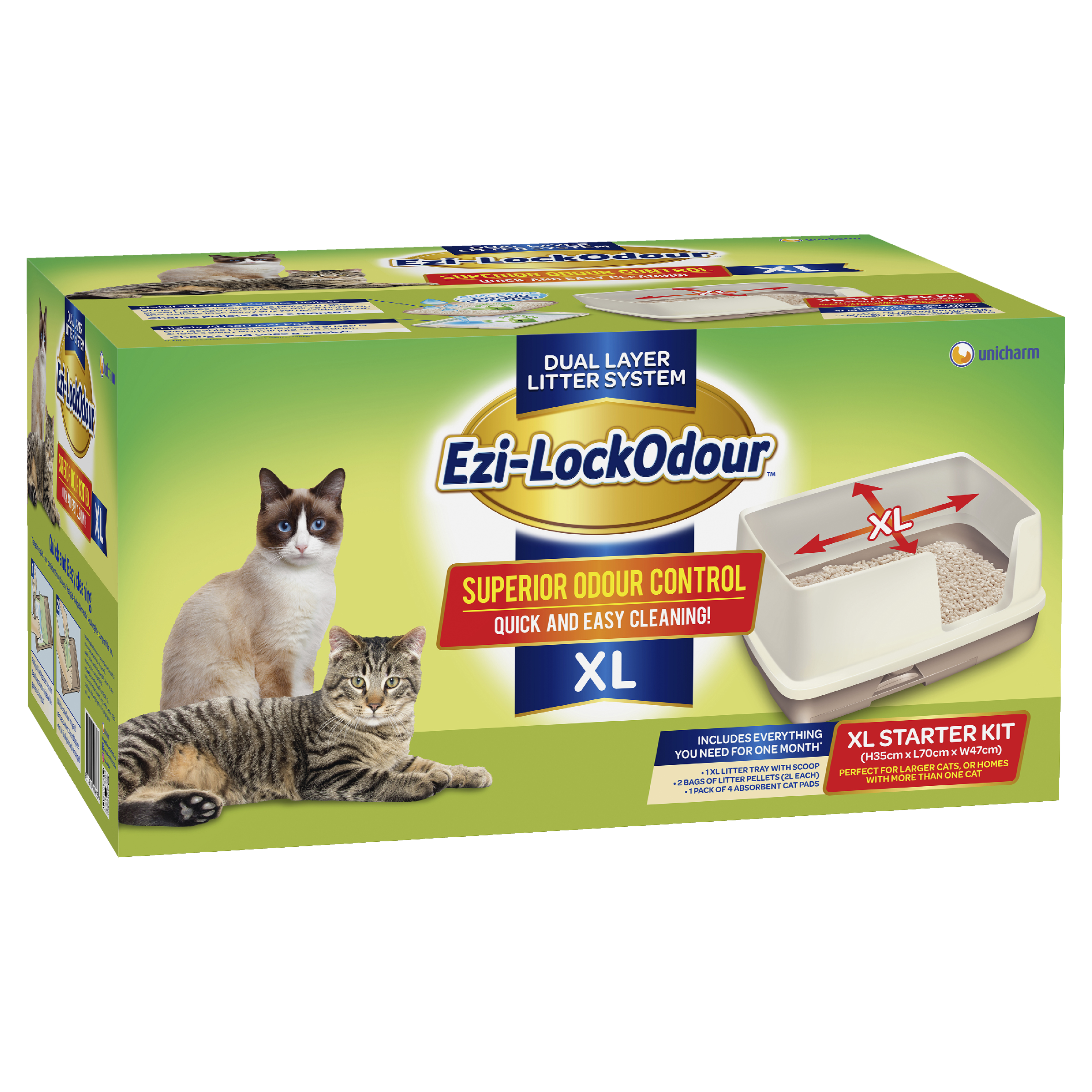 Ezi-LockOdour Dual Layer Cat Litter System XL Kit
