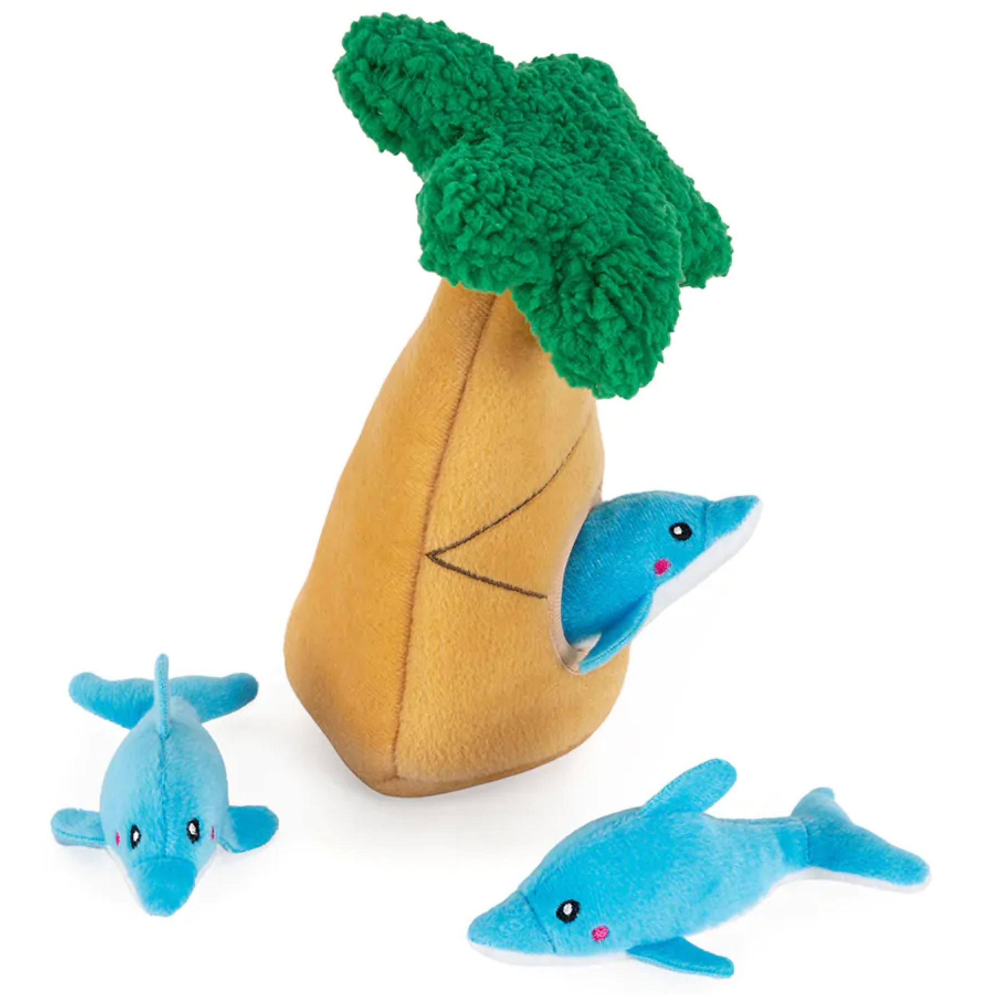 Zippy Paws Dog Toys Interactive Burrow - Dolphins in Palm Tree