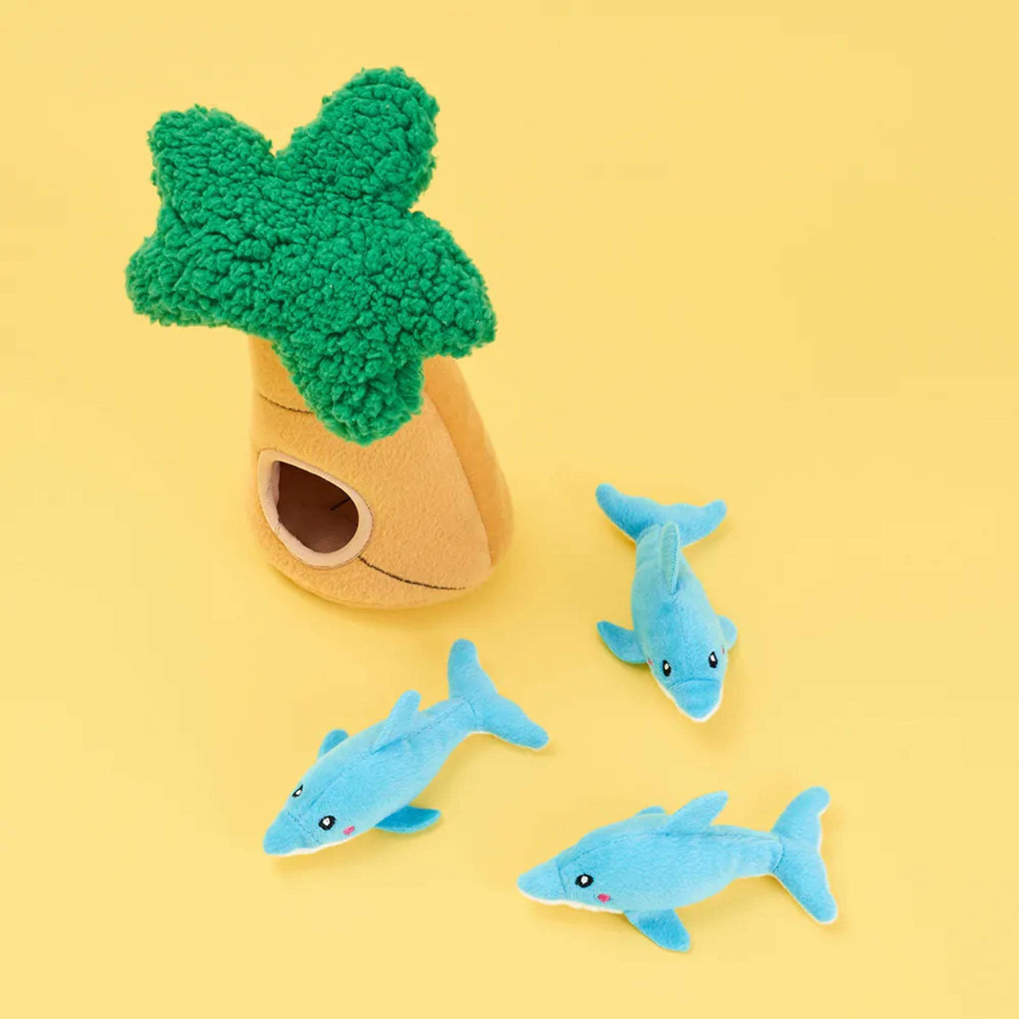 Zippy Paws Dog Toys Interactive Burrow - Dolphins in Palm Tree