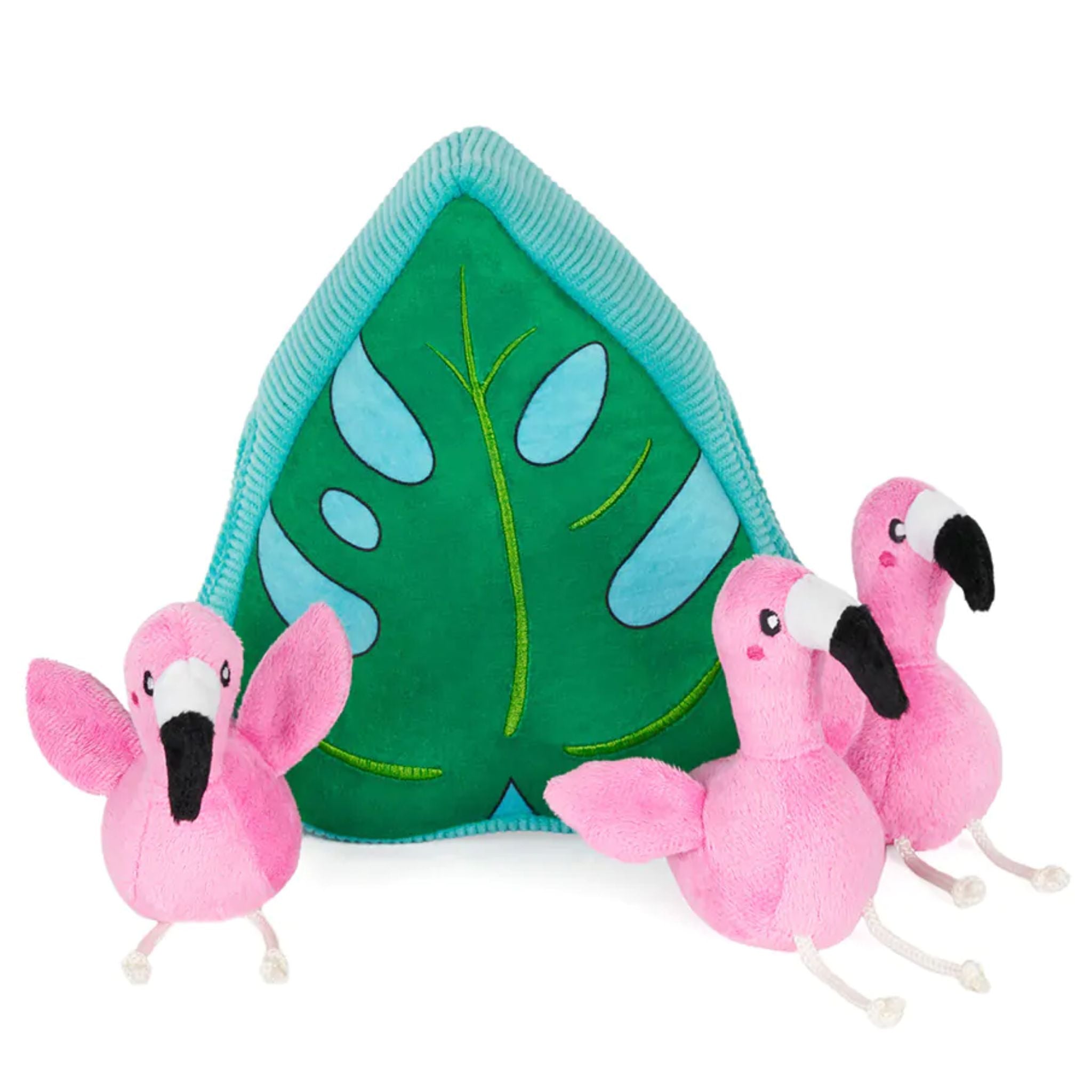 Zippy Paws Dog Toys Interactive Burrow - Flamingos in Monstera