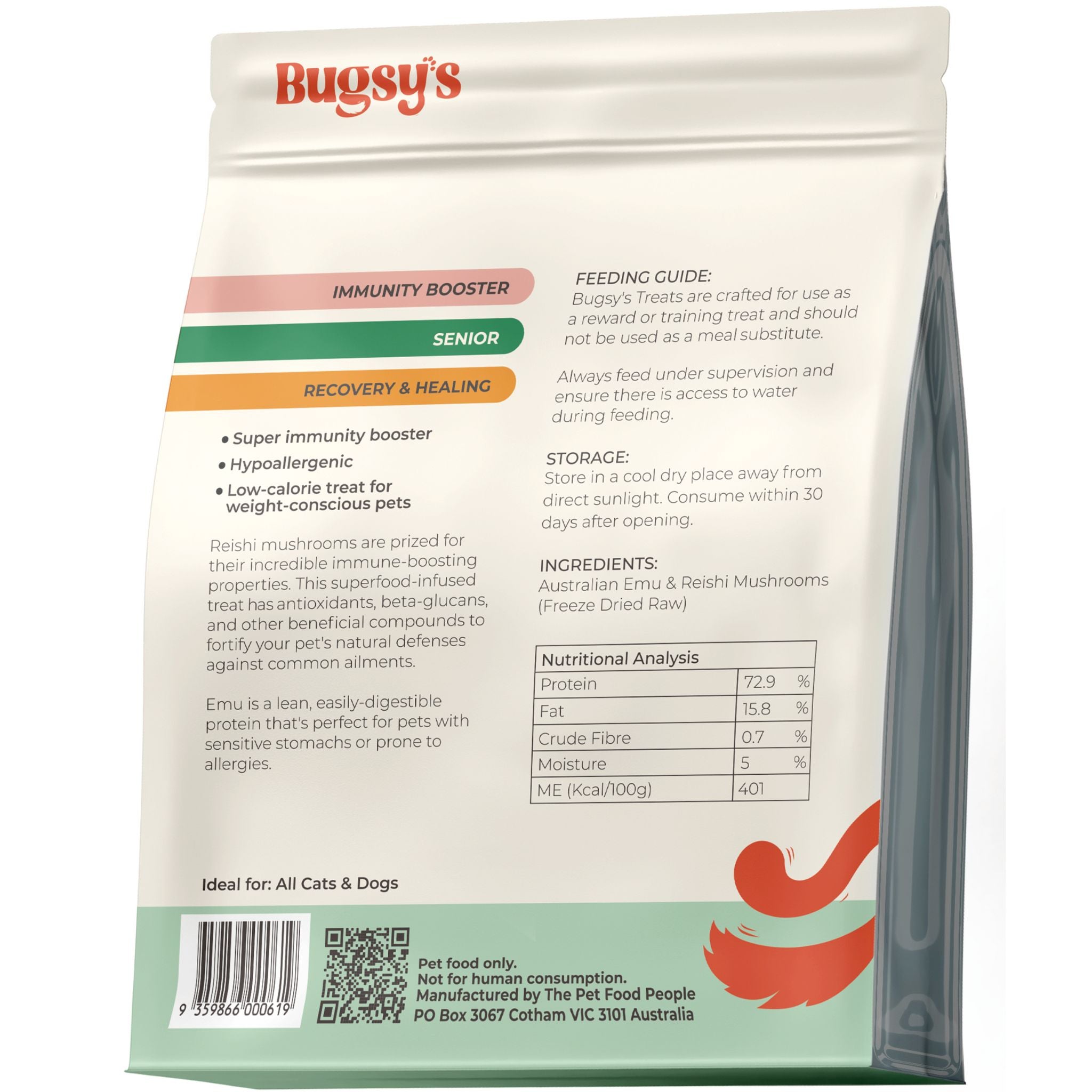 Bugsy's Freeze Dried Emu & Reishi Pet Treats