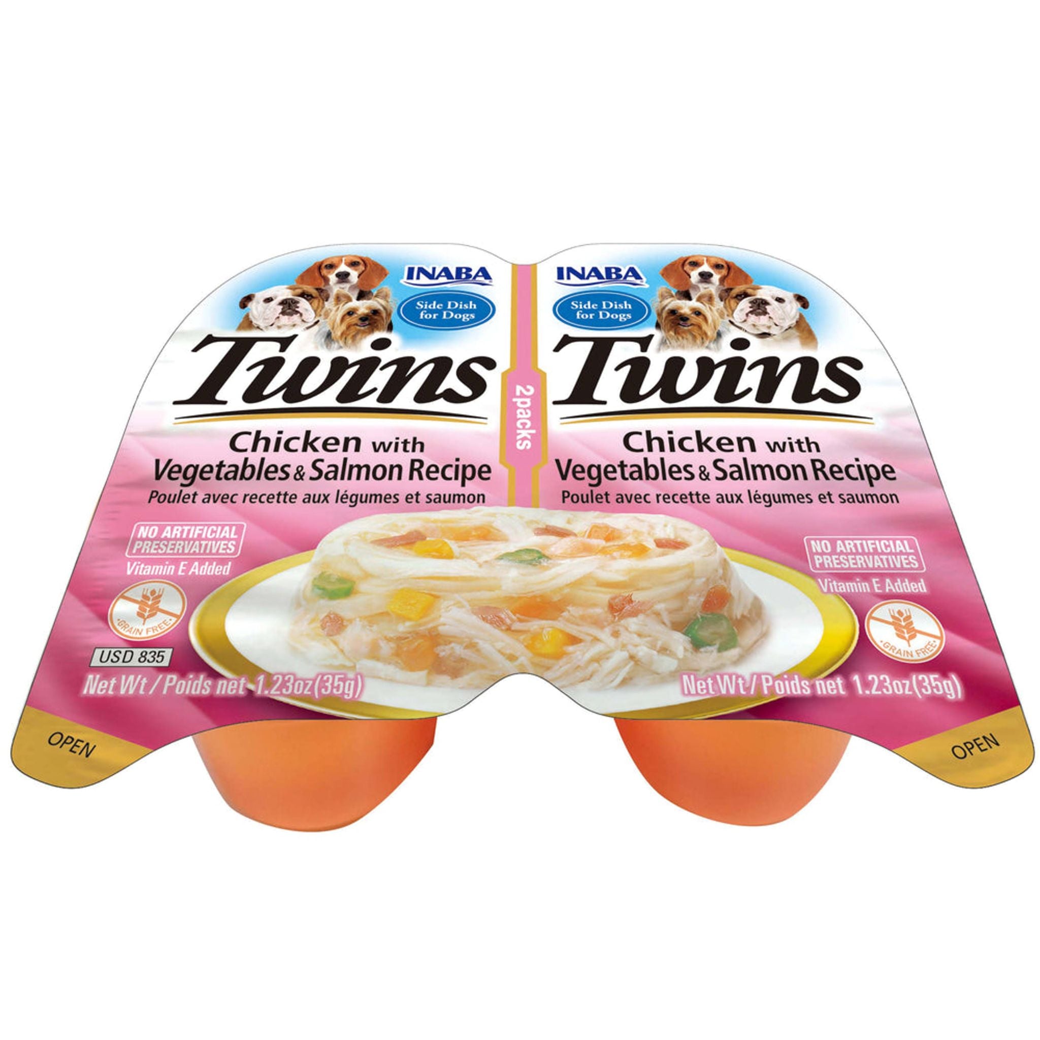 Inaba Dog Treat Twin Packs Chicken with Vegetables & Salmon Recipe | PeekAPaw Pet Supplies