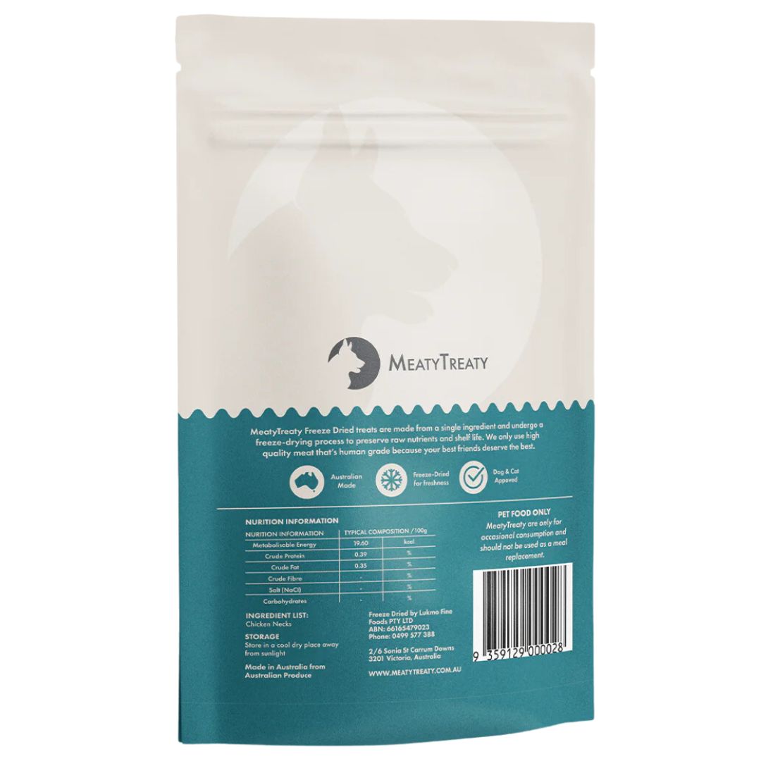 Meaty Treaty Freeze Dried Chicken Neck Pet Treats for Dog & Cat