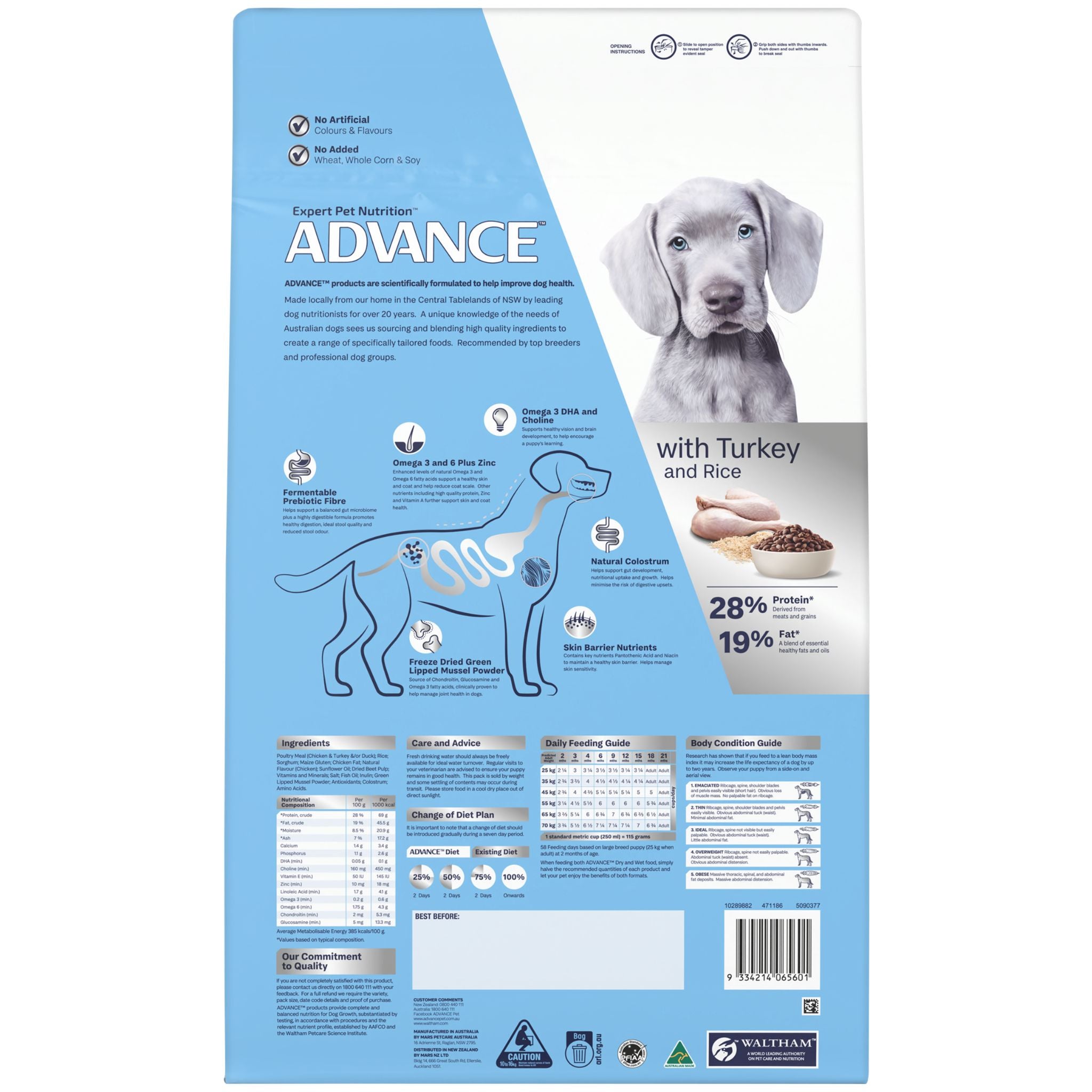 ADVANCE Dry Dog Food Large Breed Puppy Turkey and Rice