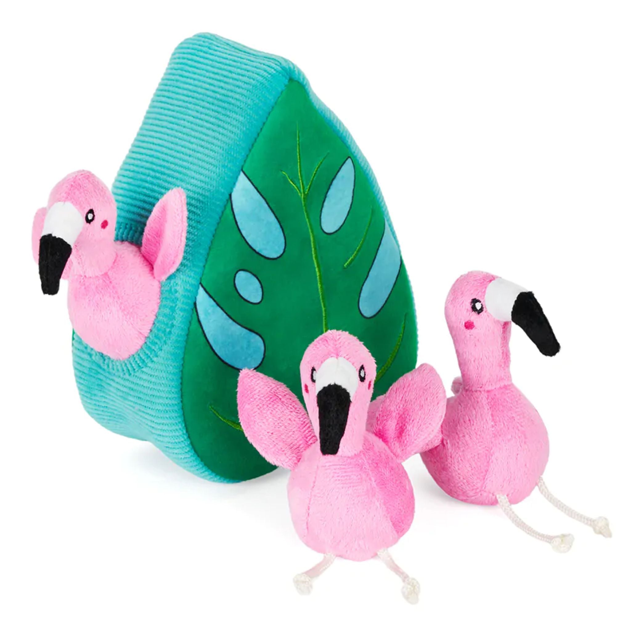 Zippy Paws Dog Toys Interactive Burrow - Flamingos in Monstera