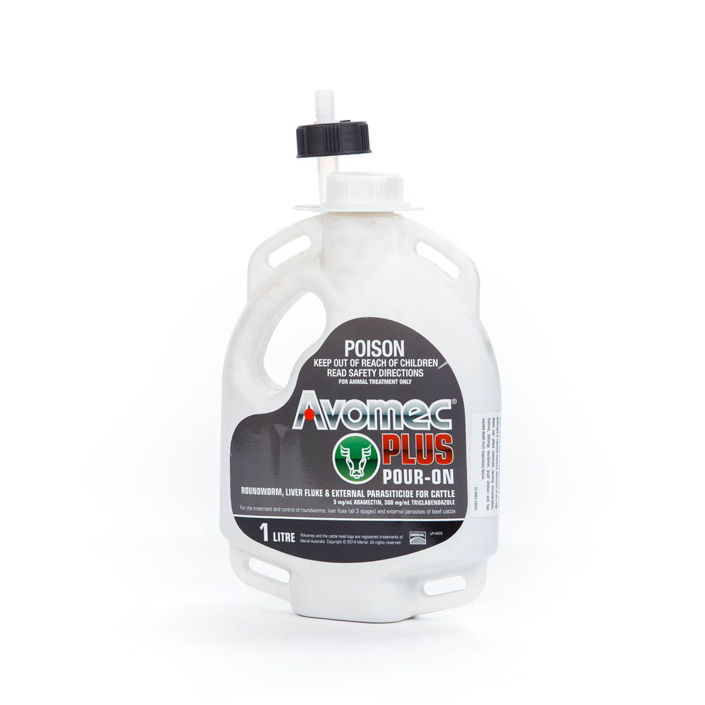 Avomec Plus Pour-On for Cattle 1 L pack, front label