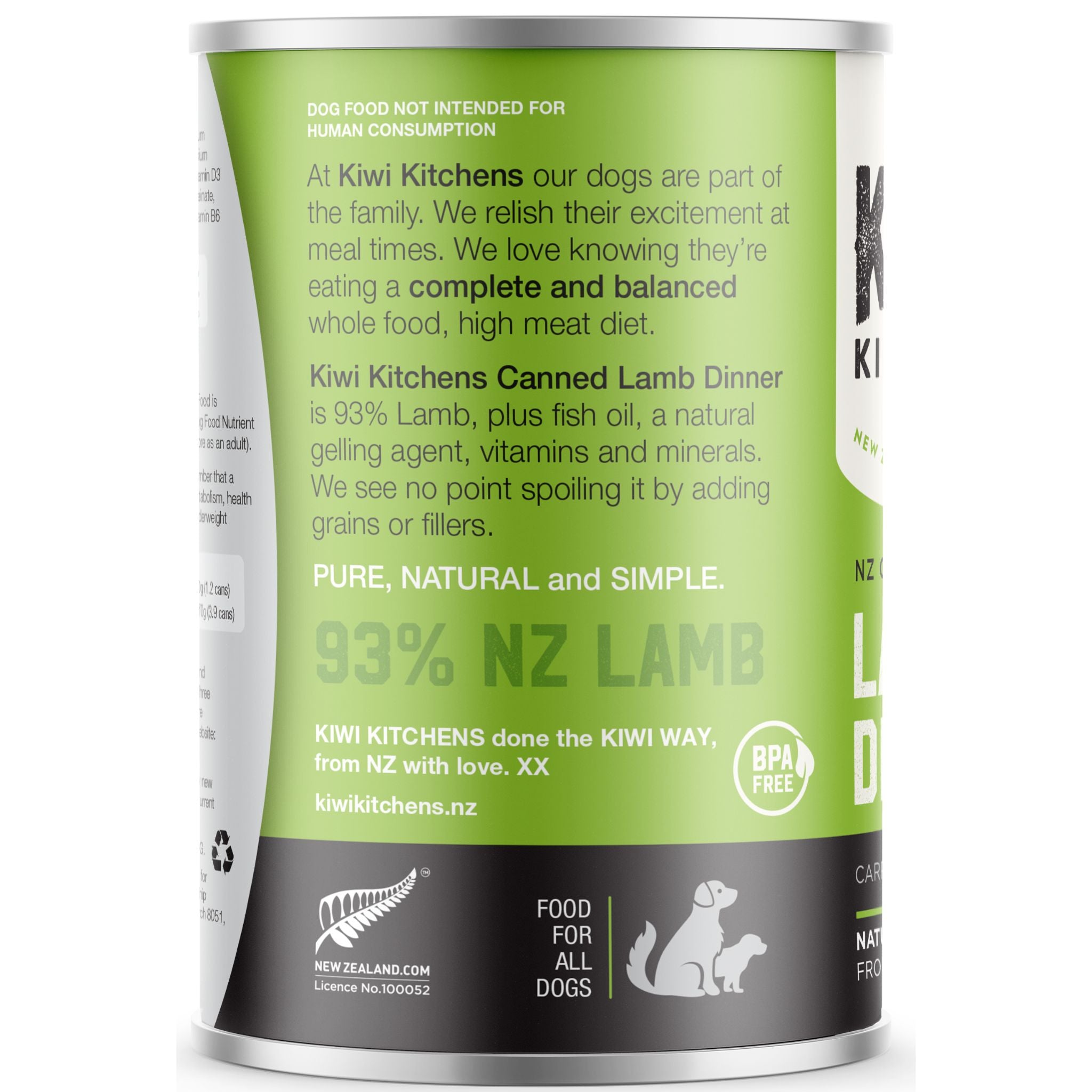 Kiwi Kitchens Canned Dog Food Lamb Dinner