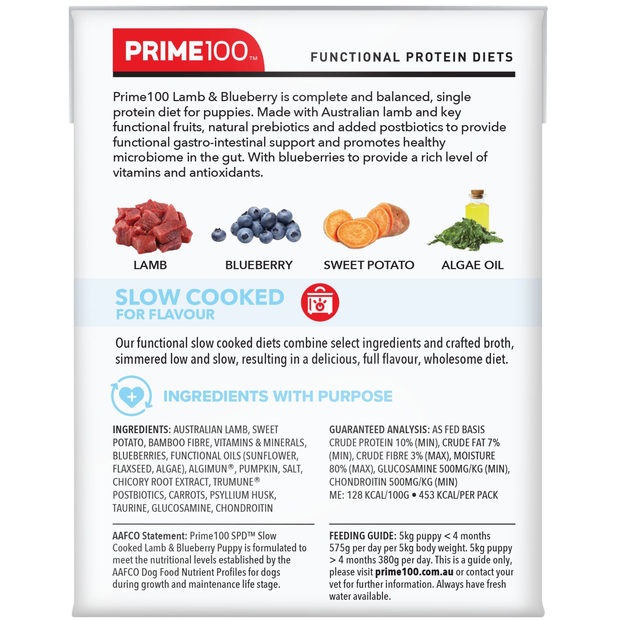 Prime100 SPD Slow Cooked Wet Puppy Food Lamb & Blueberry