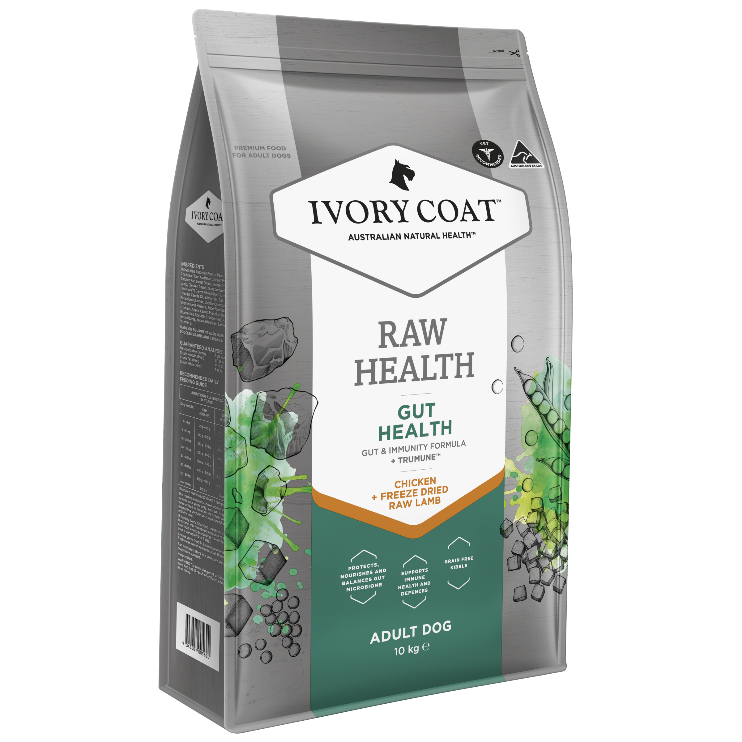 Ivory Coat Raw Health Adult Dry Dog Food Gut Health bag