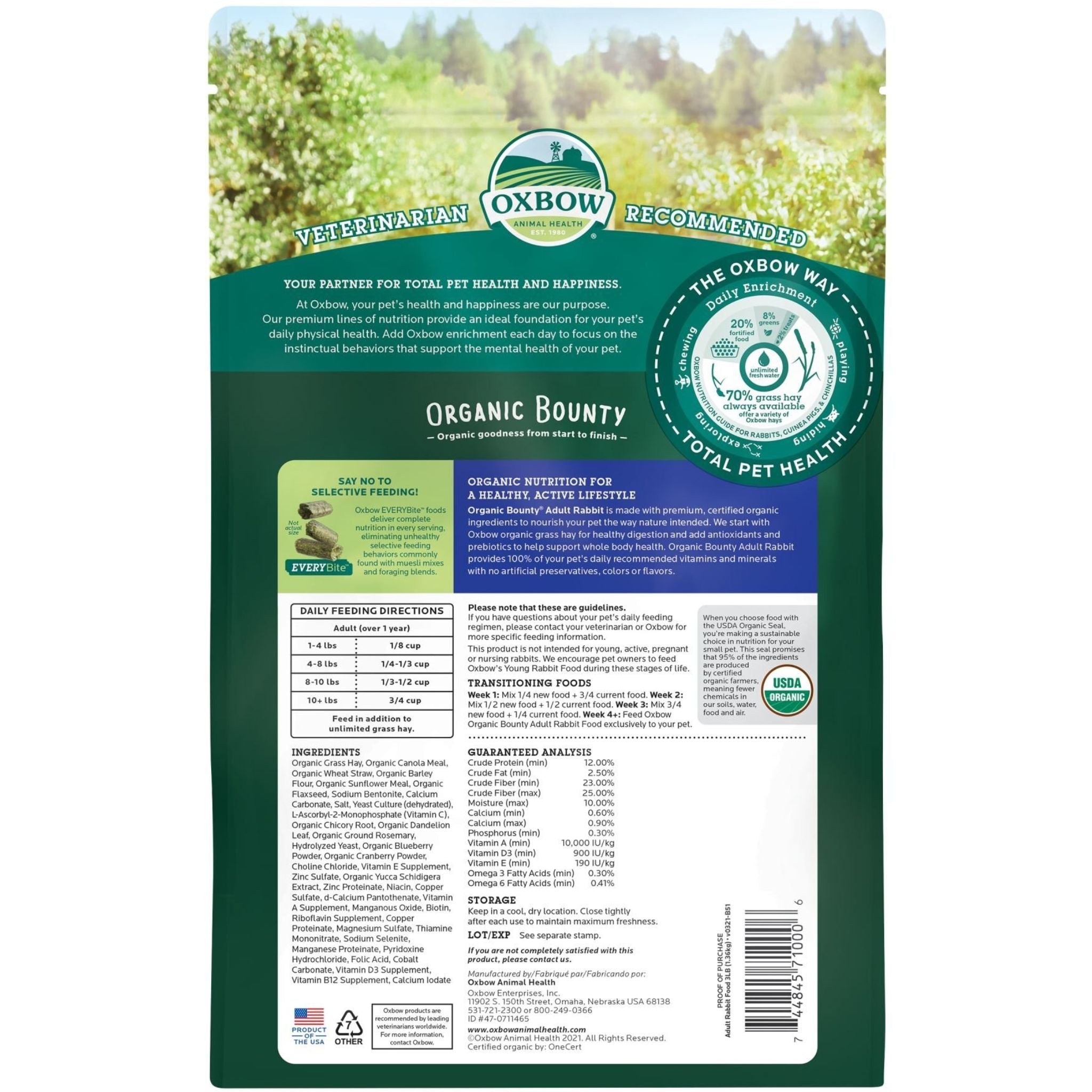 Oxbow Organic Bounty Adult Rabbit Food