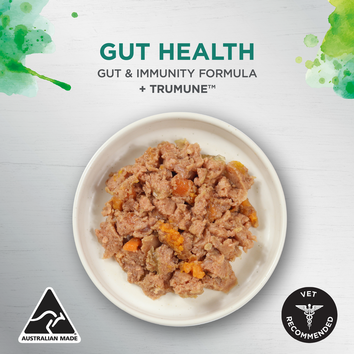 Ivory Coat Gut Health wet dog food in a bowl, gut and immunity formula with TruMune