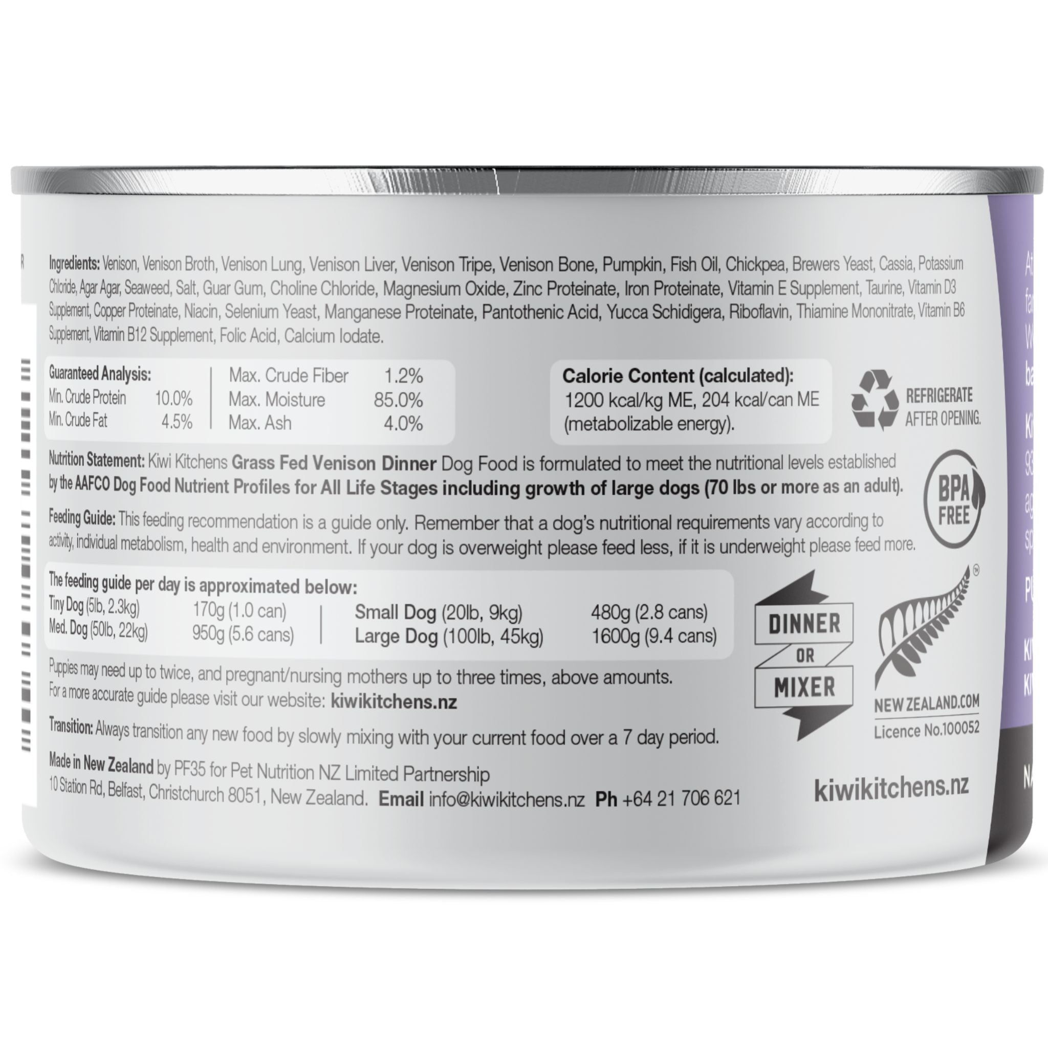 Kiwi Kitchens Canned Dog Food Venison Dinner