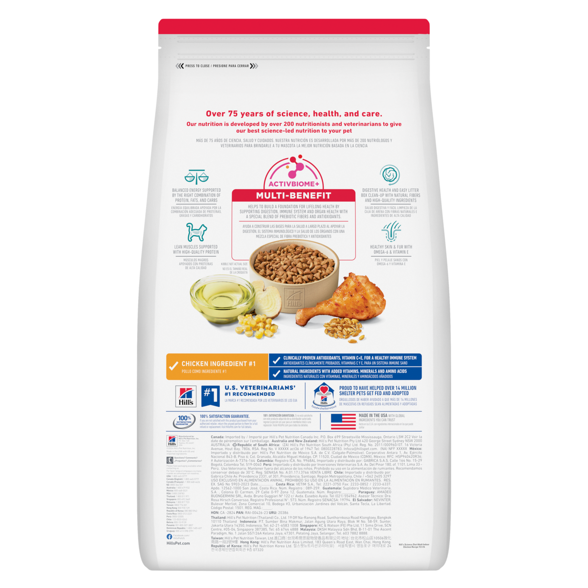 Back of the Hill's Science Diet Adult Indoor dry cat food bag