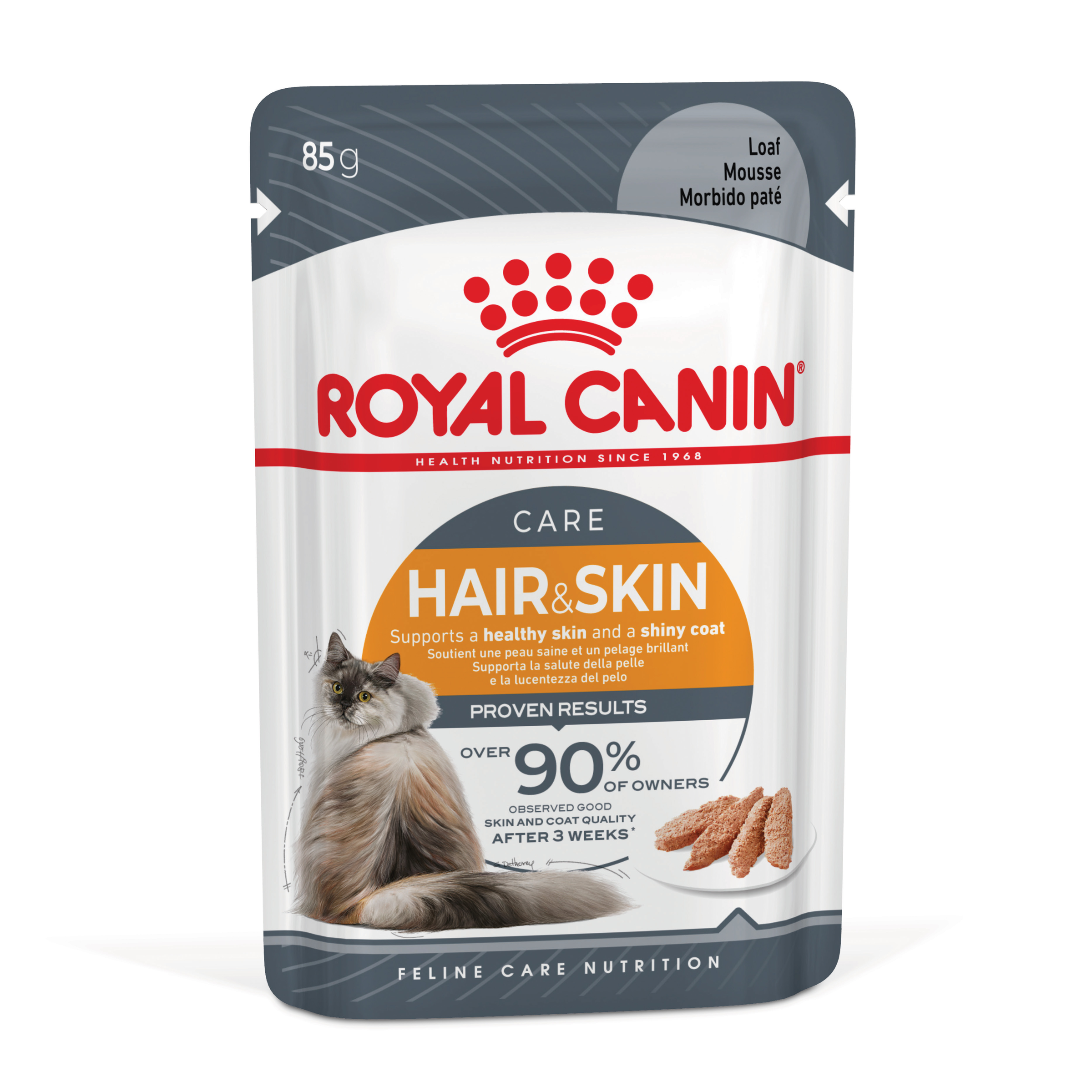 Royal Canin Hair & Skin Care Wet Cat Food in Loaf front of pack
