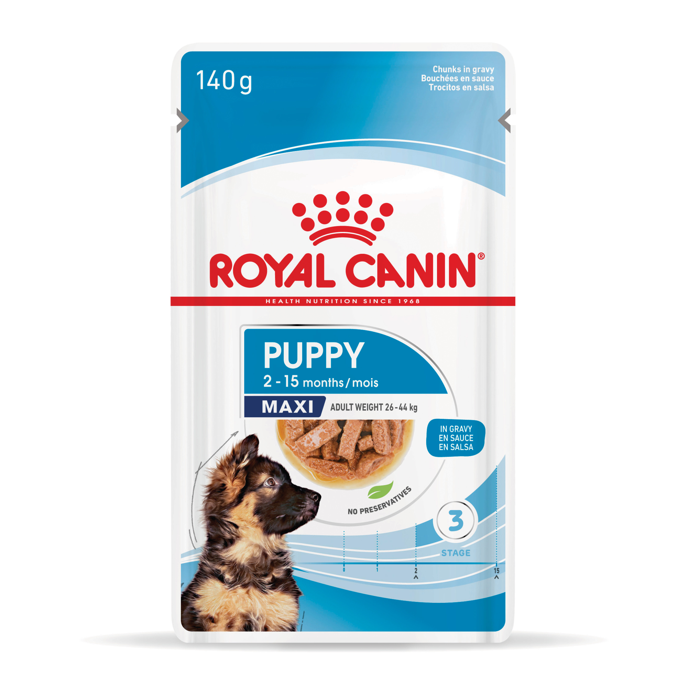 Royal Canin Maxi Puppy 140gx10 Pouches front of pack