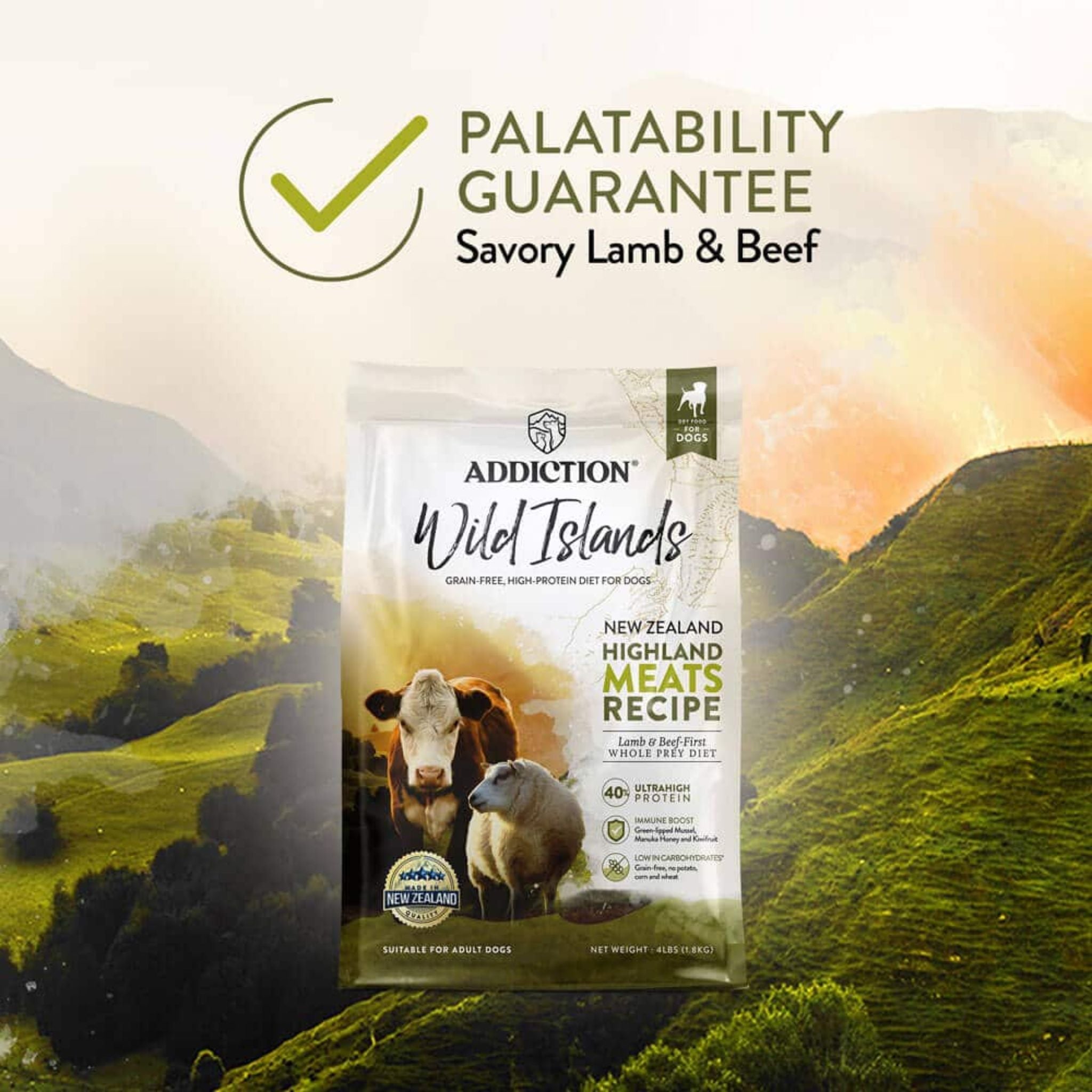 ADDICTION Wild Islands Highland Meats Grass-Fed Beef & Lamb Recipe Dry Dog Food