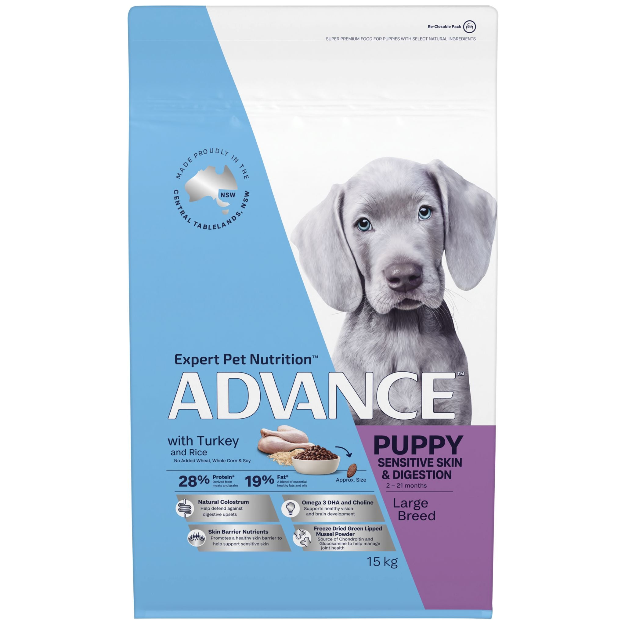ADVANCE Dry Dog Food Large Breed Puppy Turkey and Rice