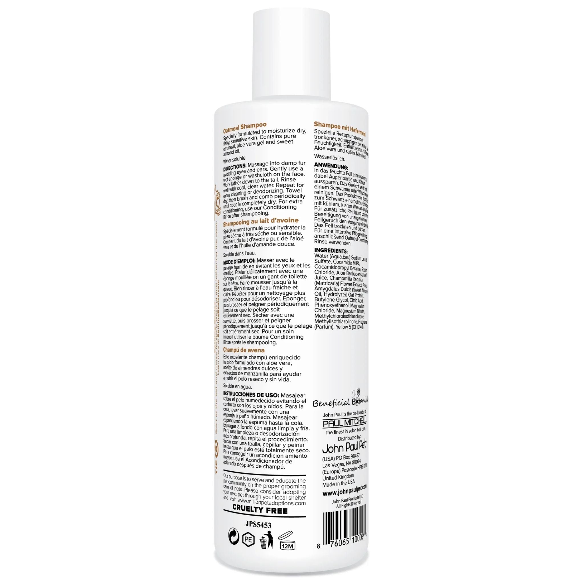 John Paul Pet Oatmeal Shampoo for Sensitive Skin